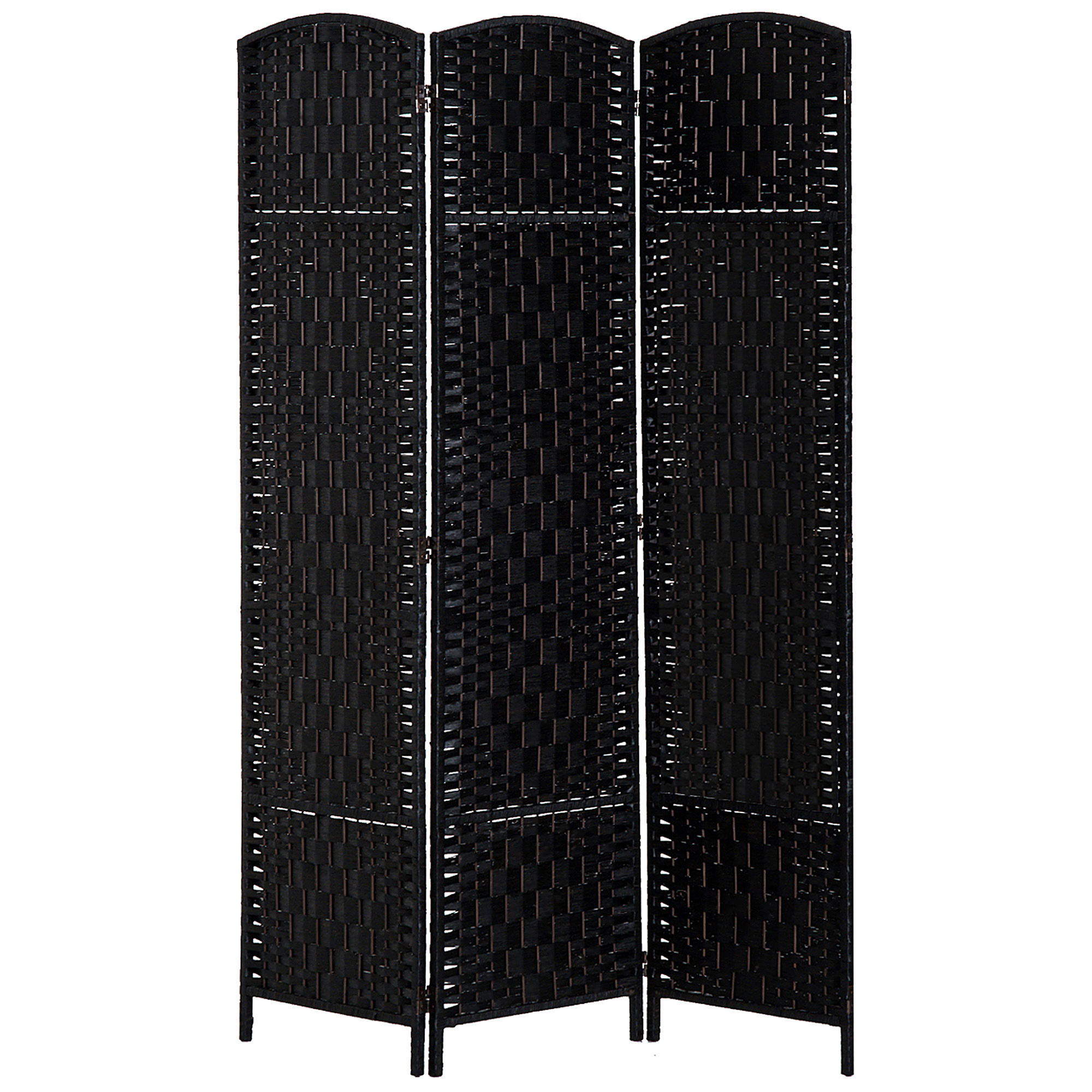 3-Panel Room Divider with Folding Hinges, Black, photo 3 of 5