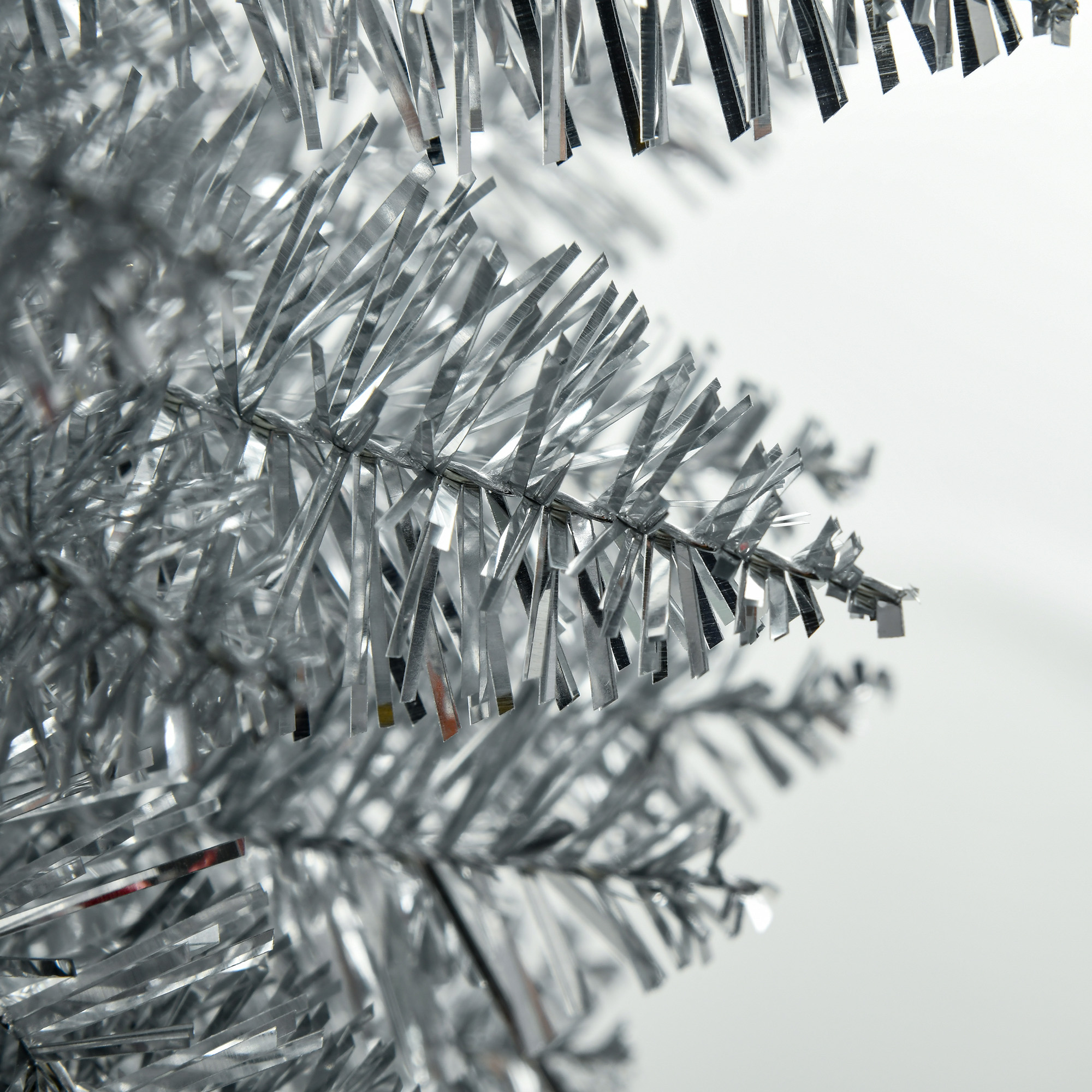 7 ft Pencil Christmas Tree with Tinsel, Unlit, Silver, photo 5 of 5