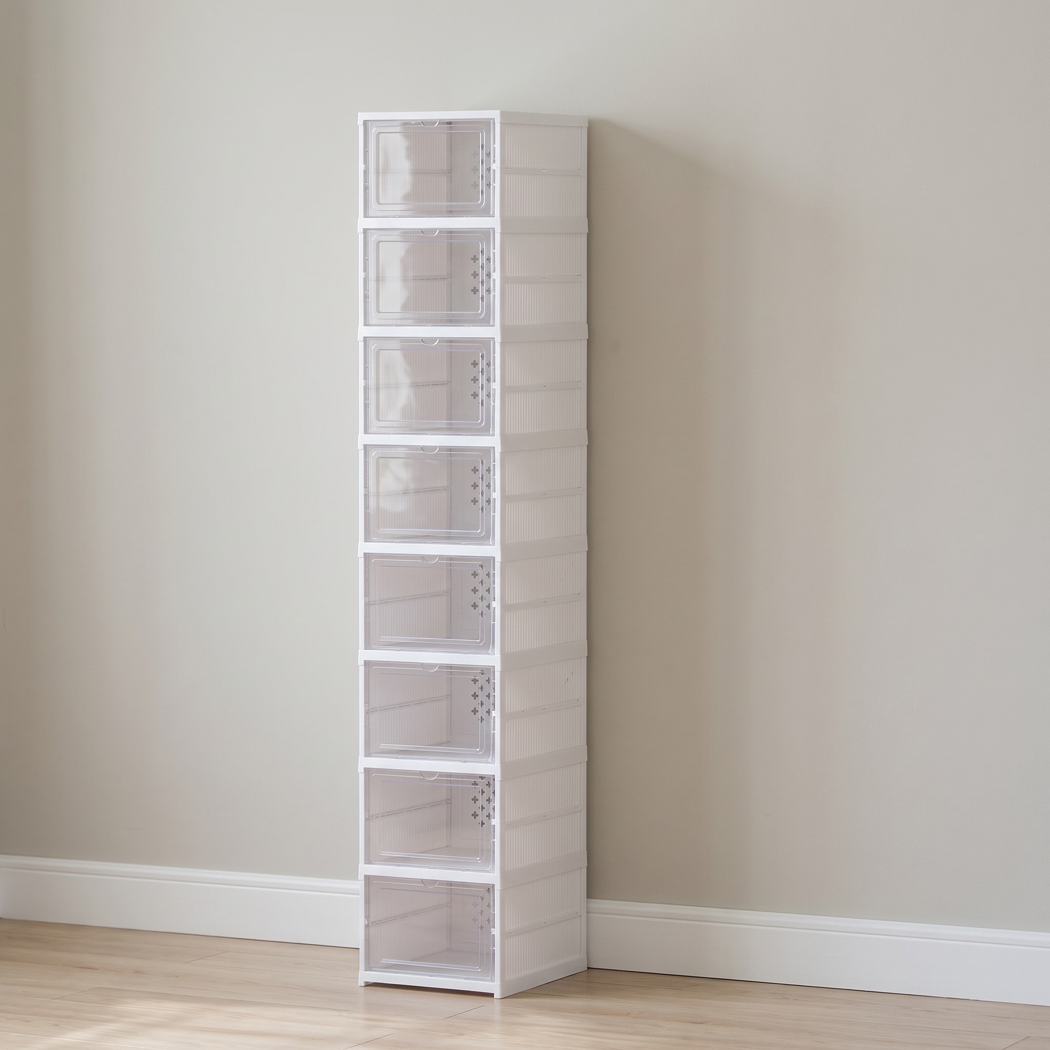 8-Tier Shoe Boxes with Clear Doors, White, photo 3 of 5