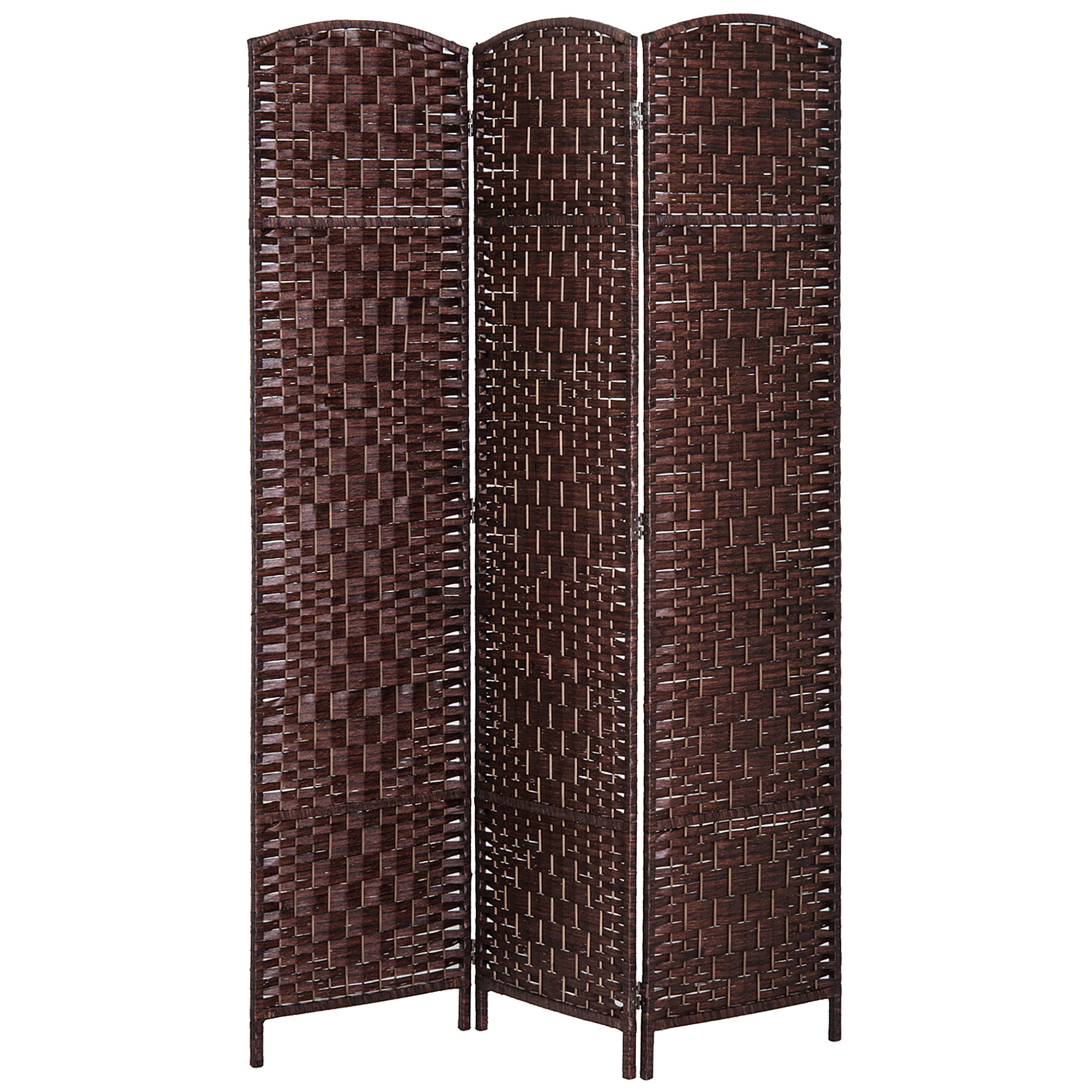 3-Panel Room Divider with Diamond Weave, Brown, photo 3 of 5