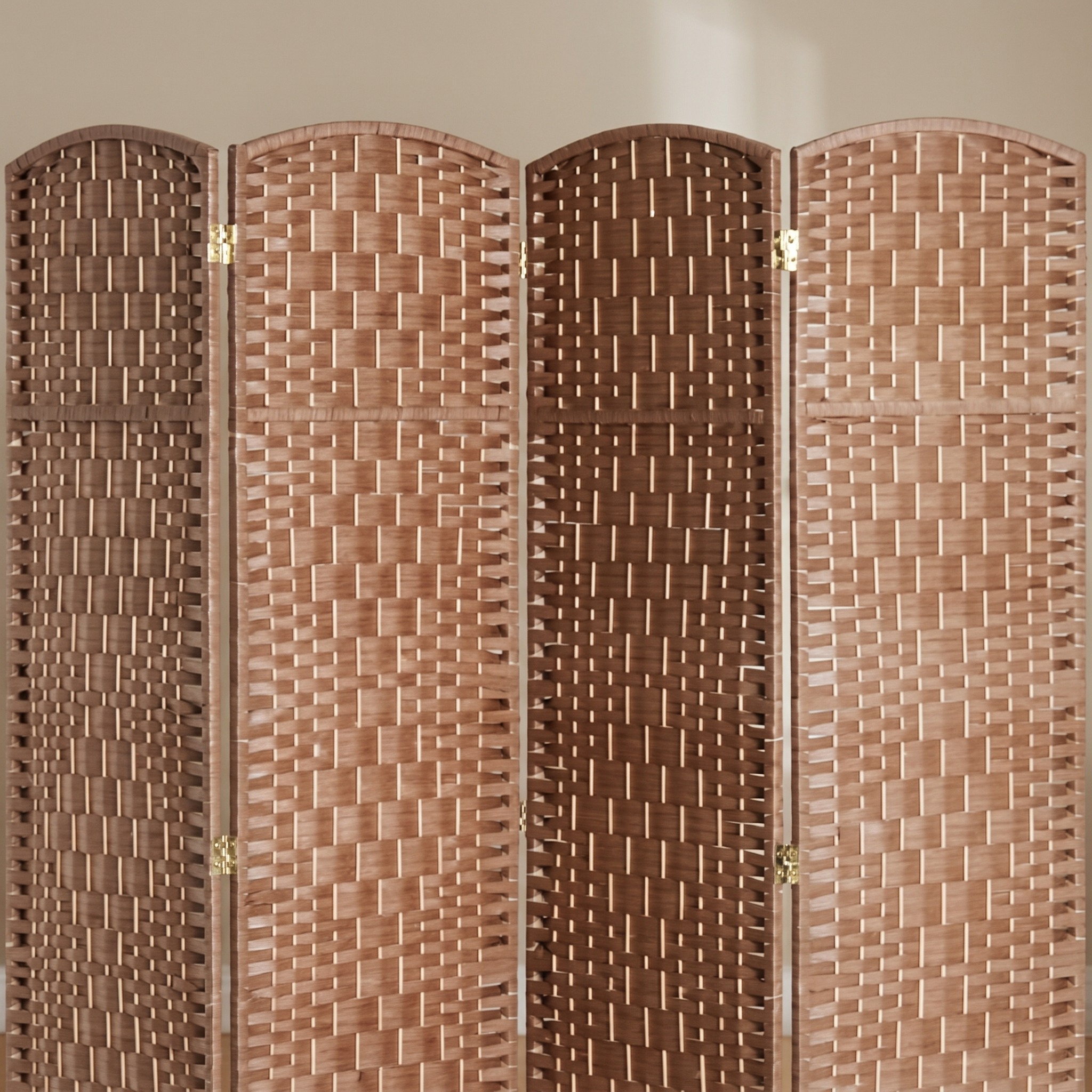 4-Panel Room Divider with Paper Rope Weave, Natural, photo 4 of 5