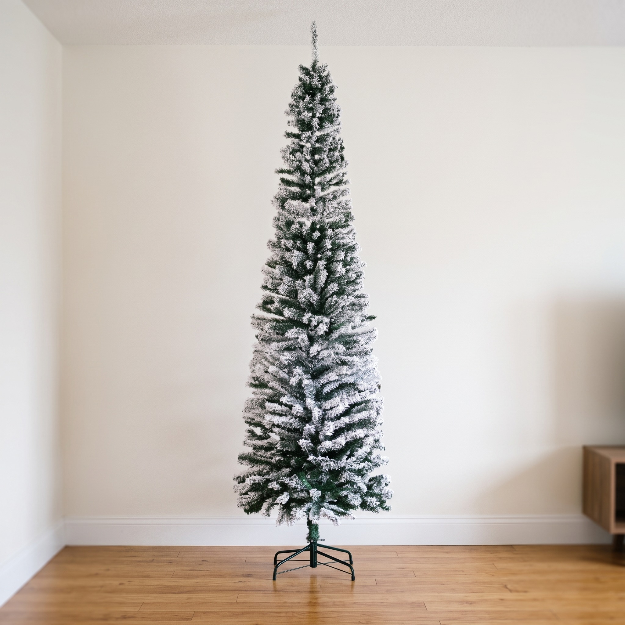 Pencil Christmas Tree with Snow Flocking, 90 in, Green, photo 1 of 5