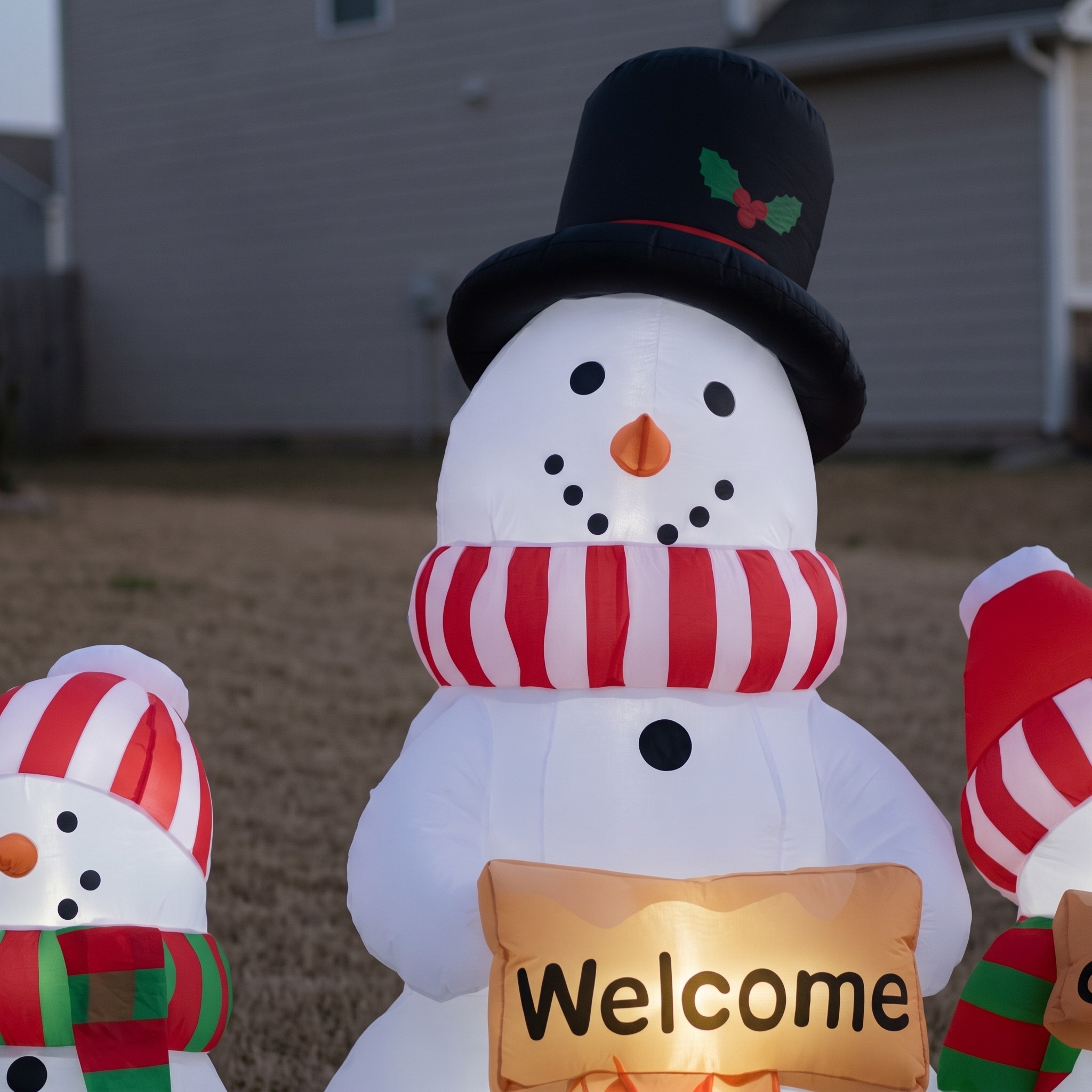 Three-Snowman Christmas Inflatable with LED Lights, White, photo 4 of 5