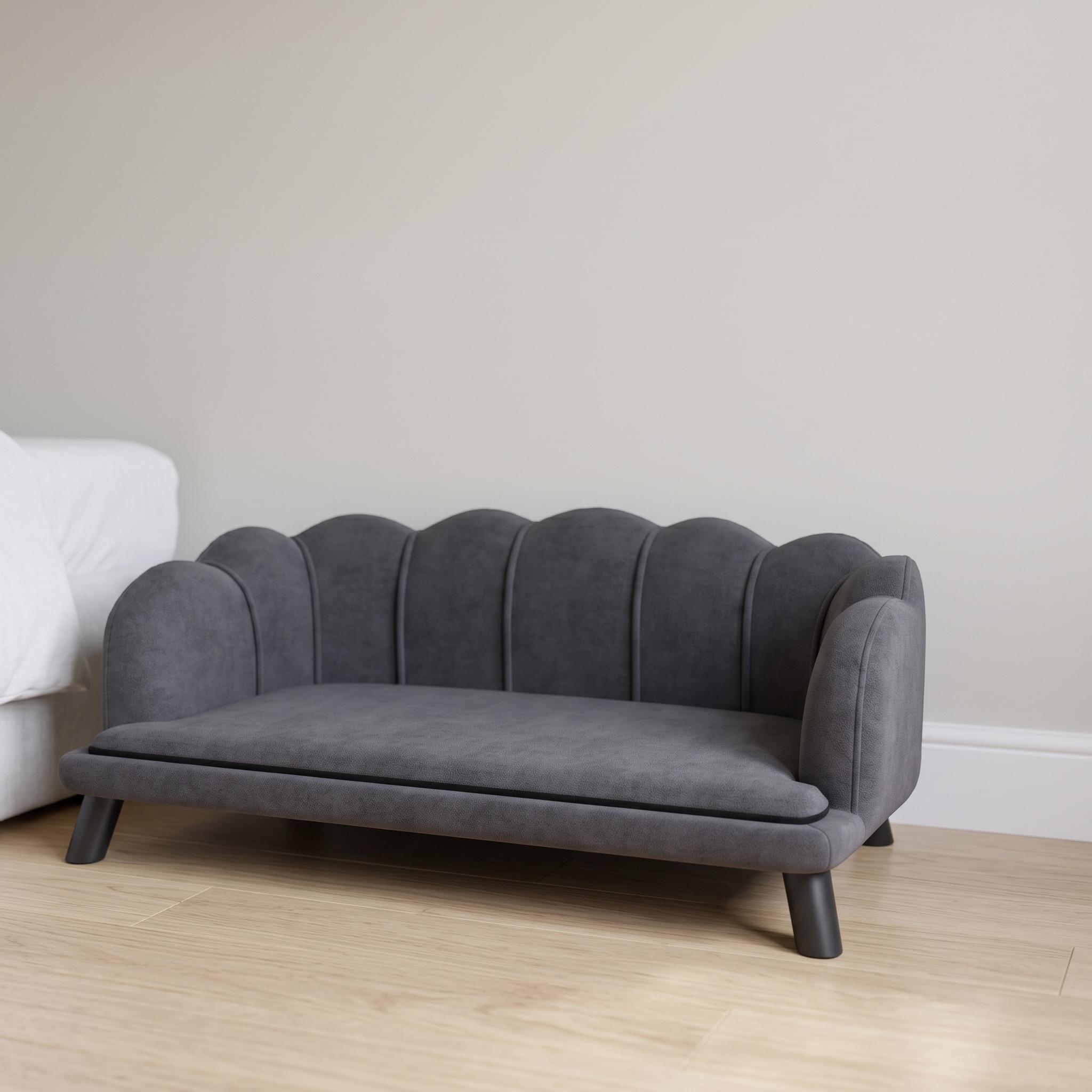 39 in Pet Sofa with Scalloped Back, Charcoal Gray, photo 2 of 5