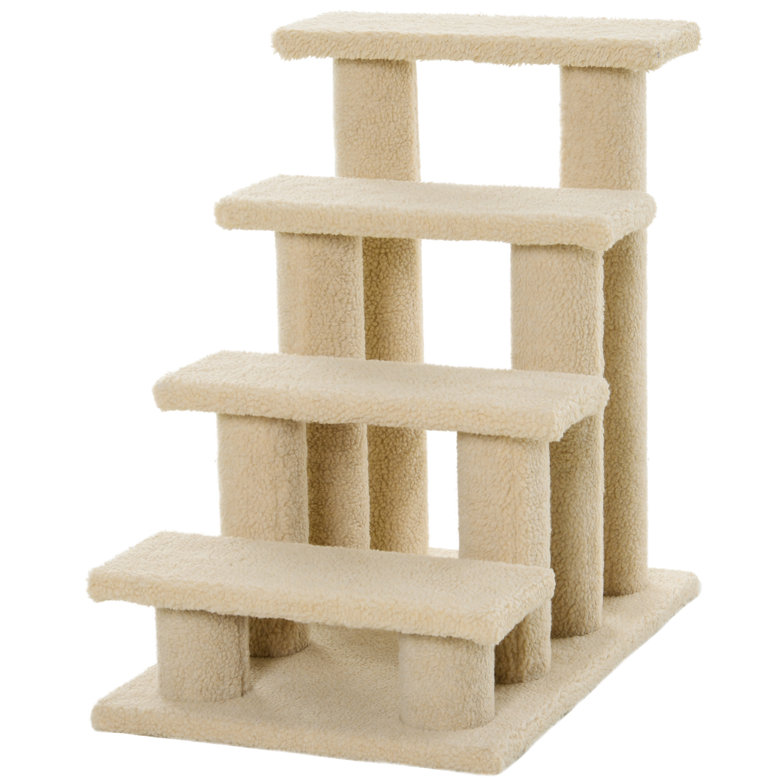 4-Step Pet Stairs with Scratching Posts, Cream White, photo 3 of 5