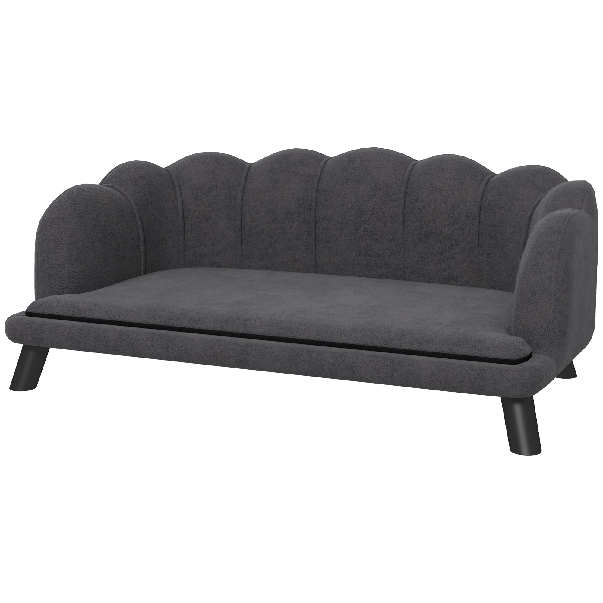 39 in Pet Sofa with Scalloped Back, Charcoal Gray, photo 3 of 5