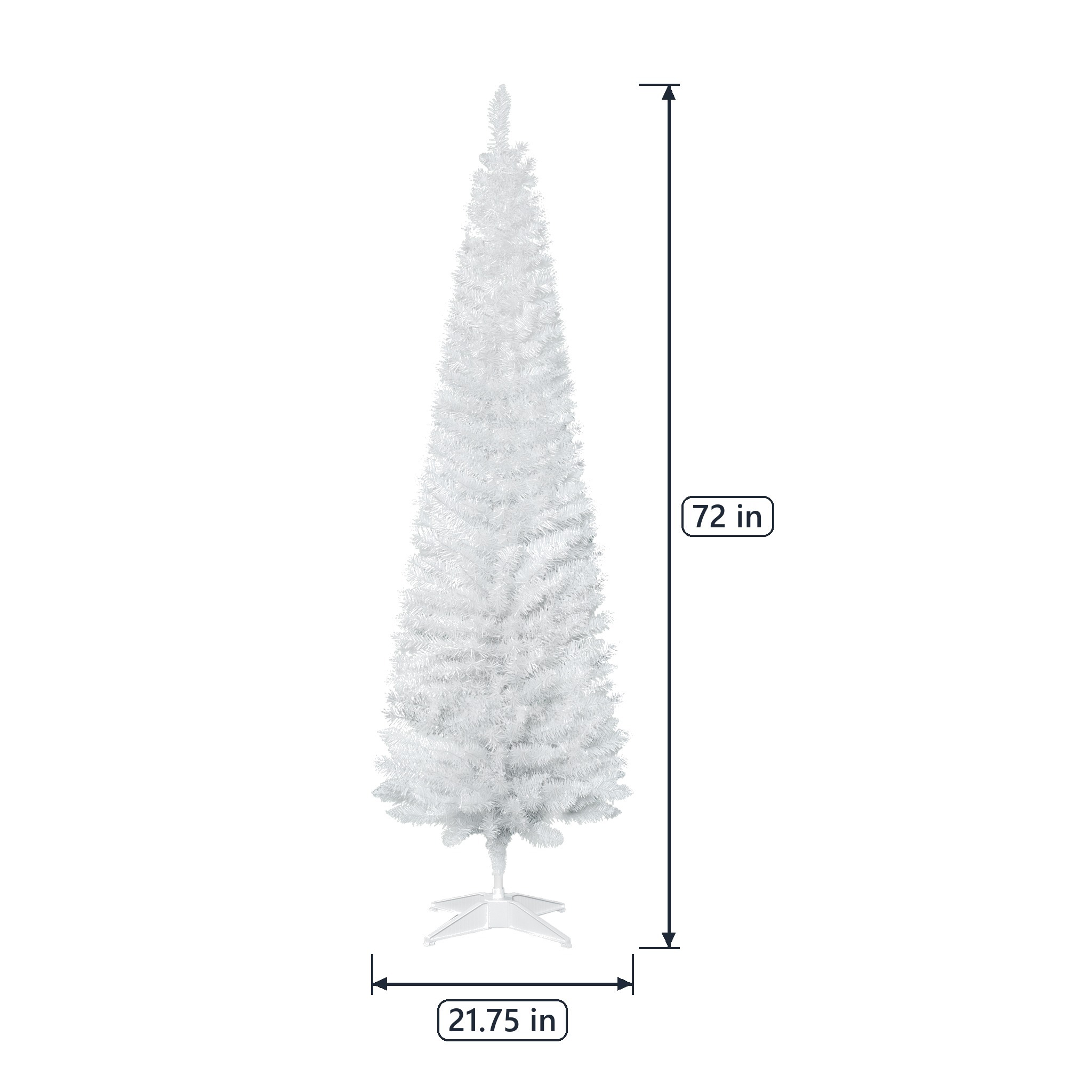 6 ft Christmas Tree with Pencil Profile, Unlit, White, photo 2 of 5