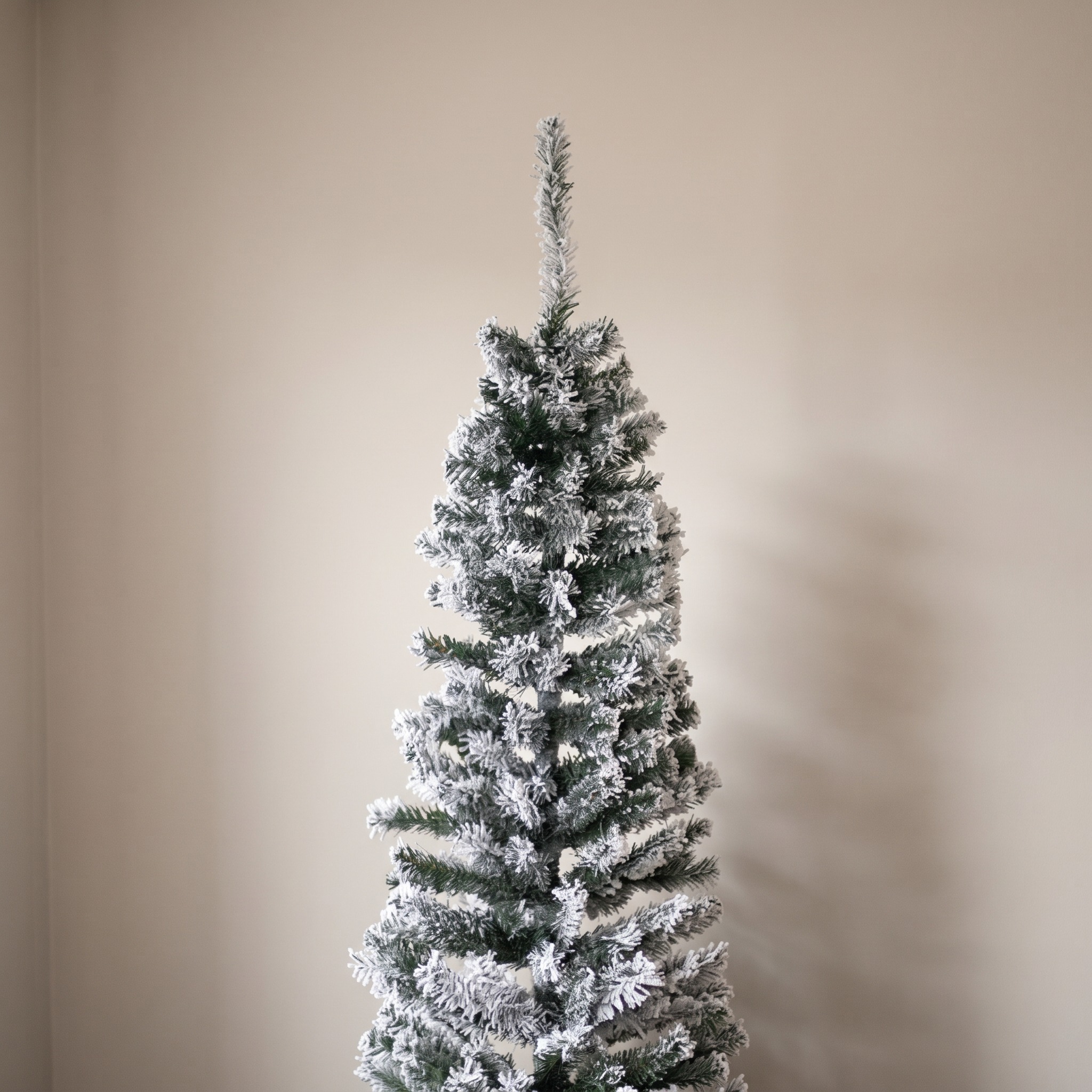 Pencil Christmas Tree with Snow Flocking, 90 in, Green, photo 4 of 5