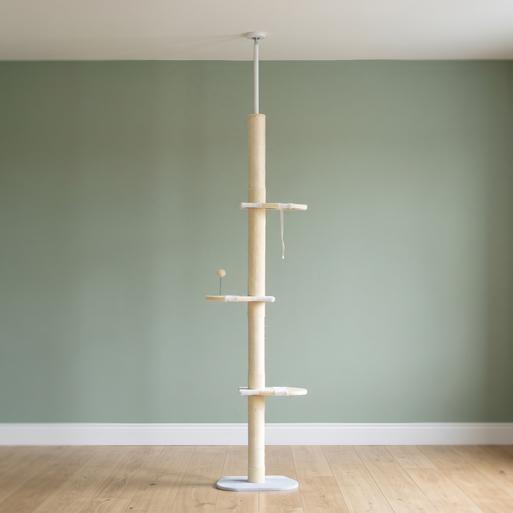 Floor-to-Ceiling Cat Tree with 3 Perches, Yellow, photo 1 of 5