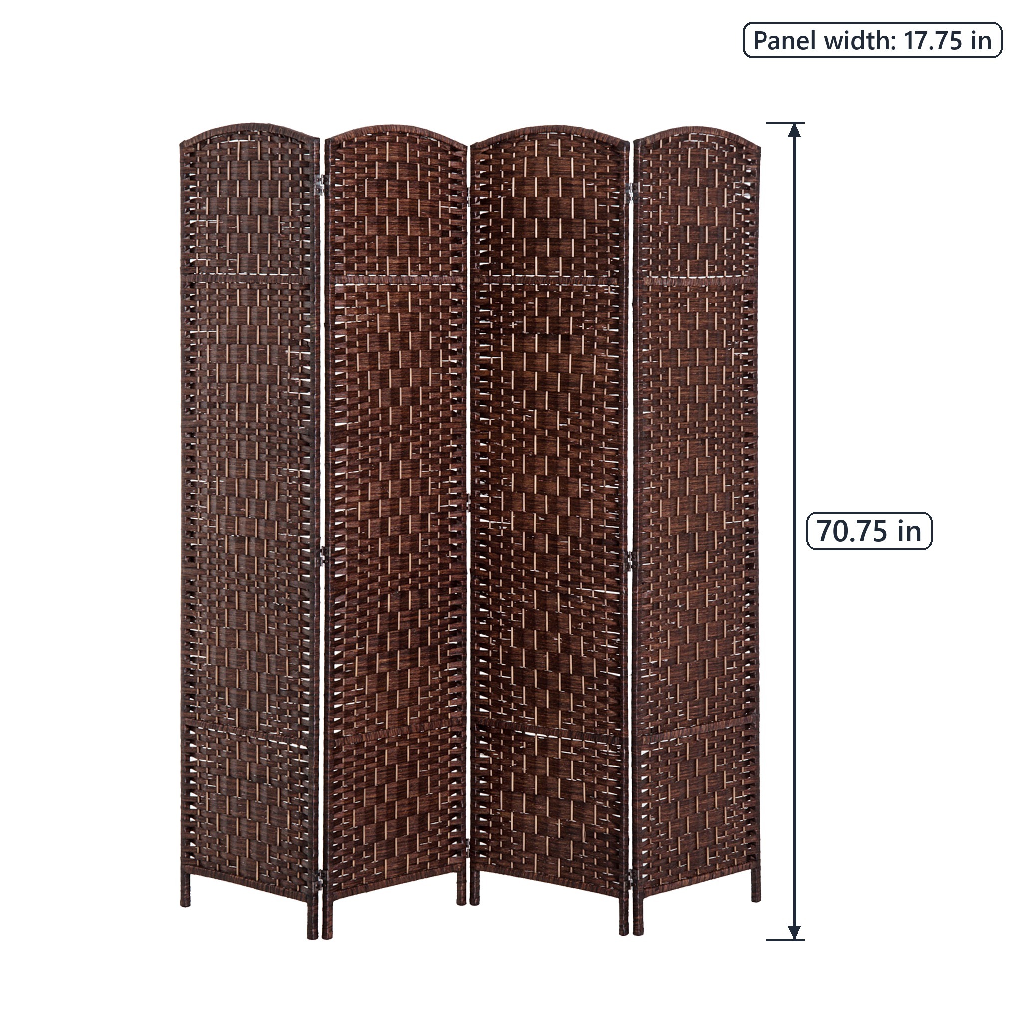 4-Panel Folding Room Divider, 71 in, Chestnut Brown, photo 3 of 5