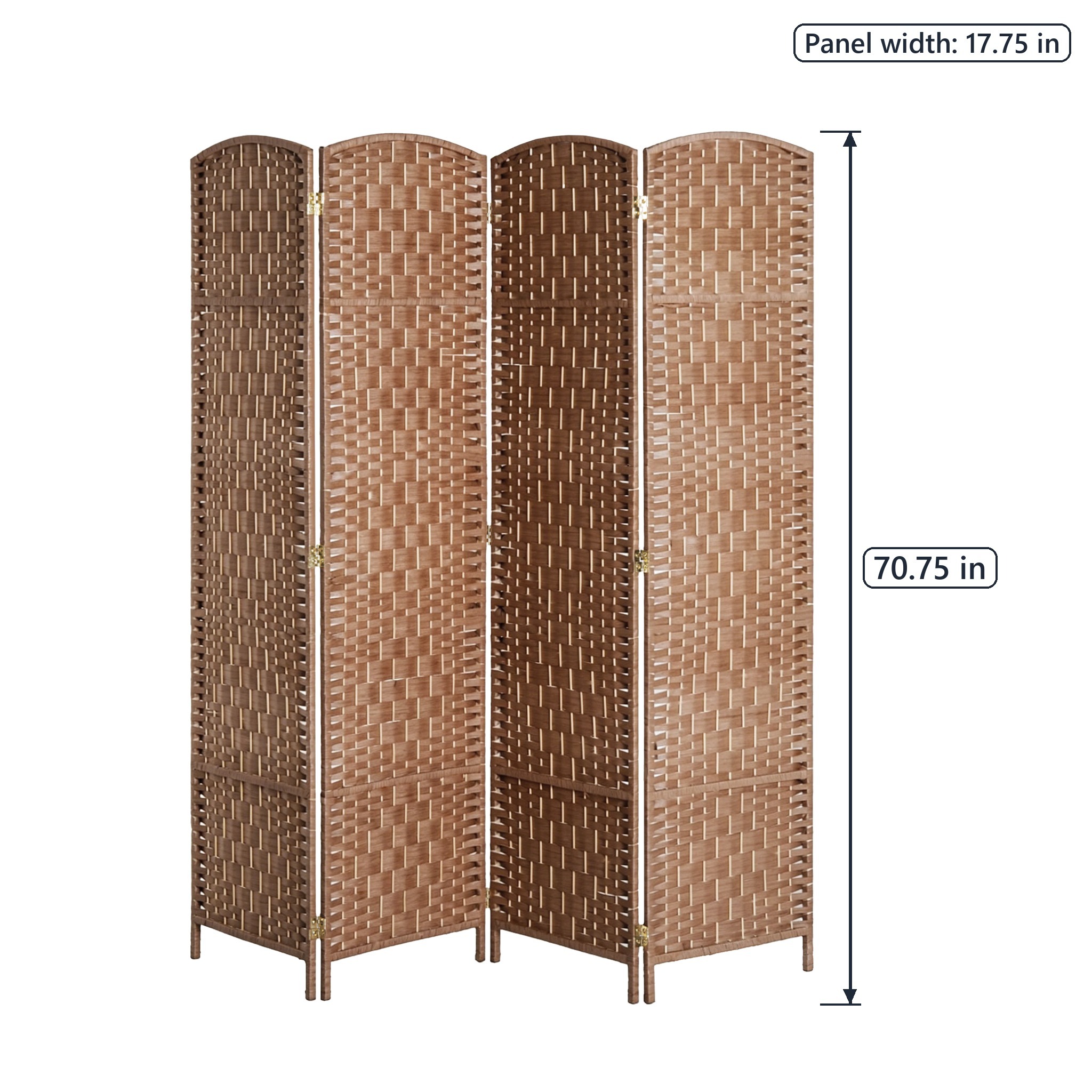4-Panel Room Divider with Paper Rope Weave, Natural, photo 3 of 5