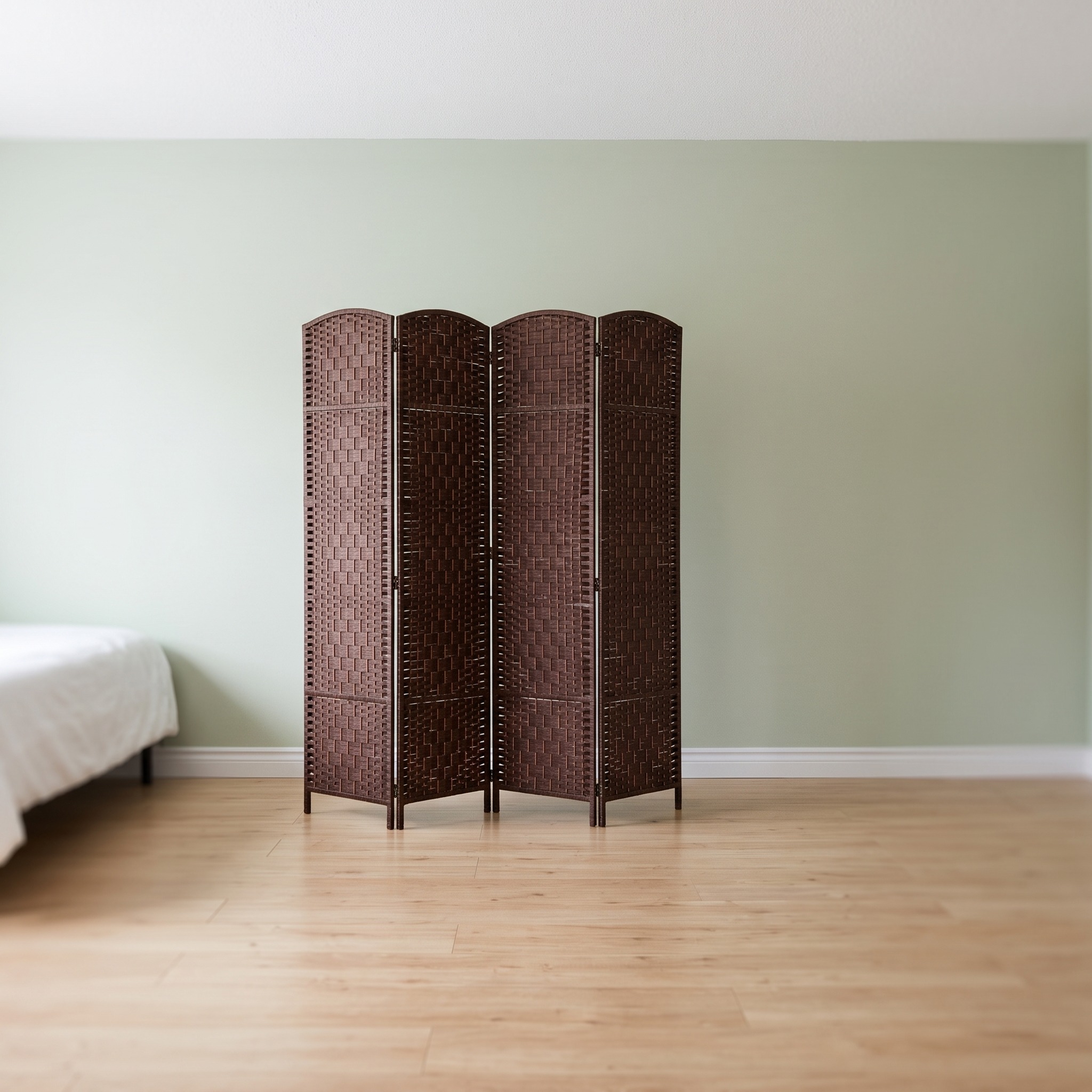 4-Panel Folding Room Divider, 71 in, Chestnut Brown, photo 2 of 5