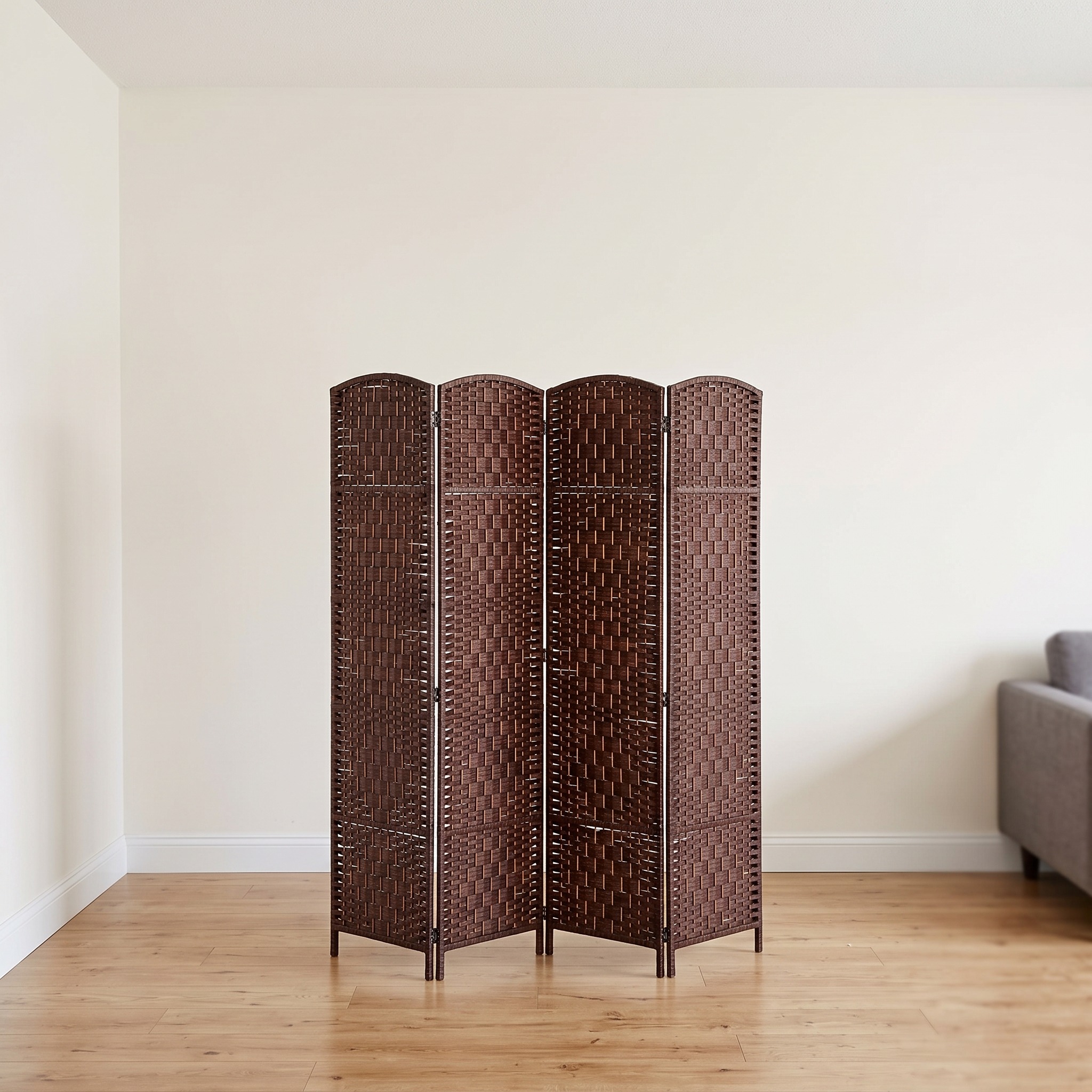 4-Panel Folding Room Divider, 71 in, Chestnut Brown, photo 1 of 5