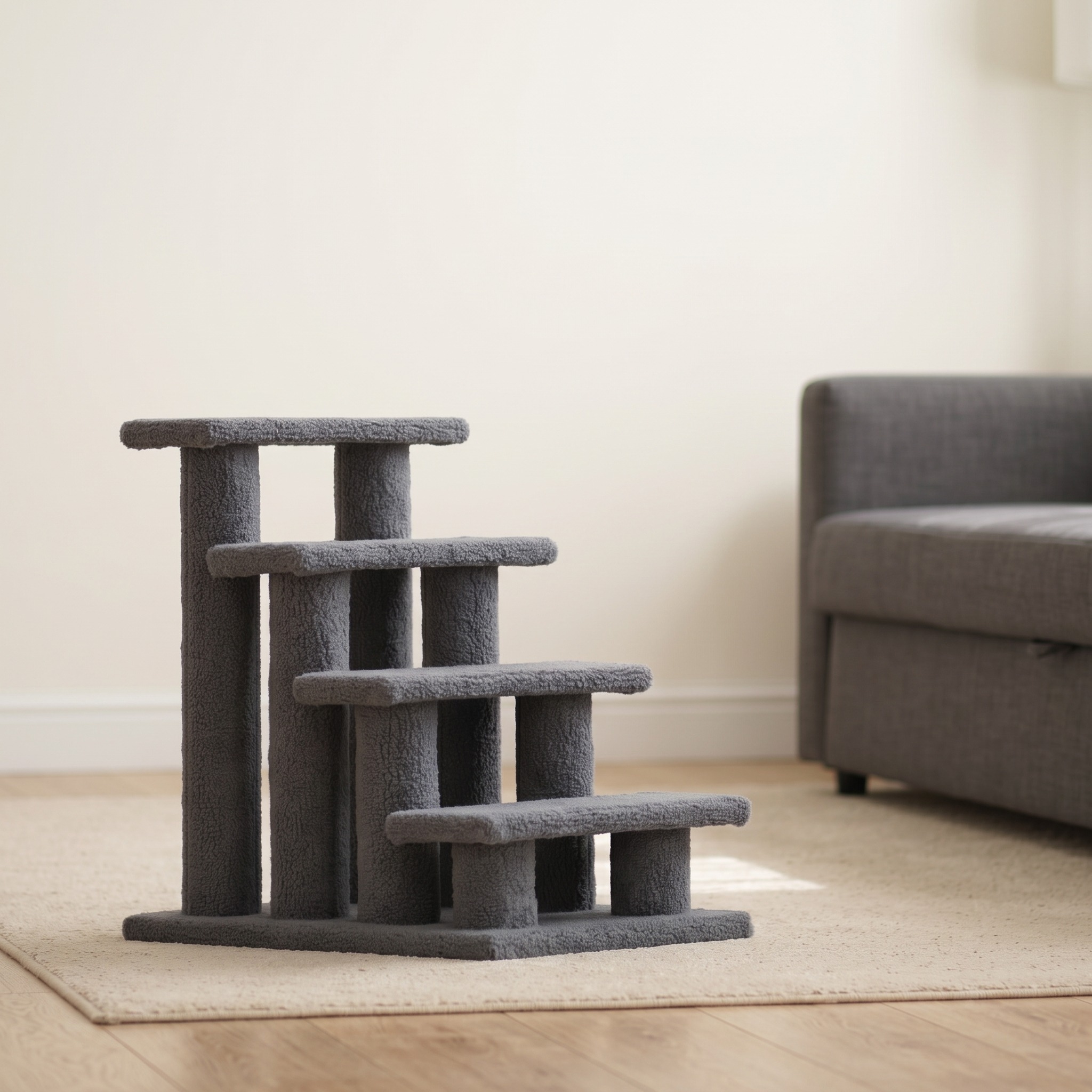 4-Step Pet Stairs with Scratching Posts, Gray, photo 1 of 5