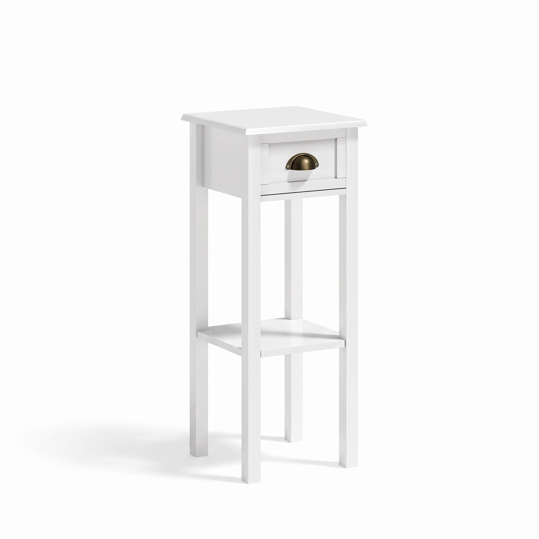 12 in Side Table with Drawer and Shelf, White, photo 2 of 5