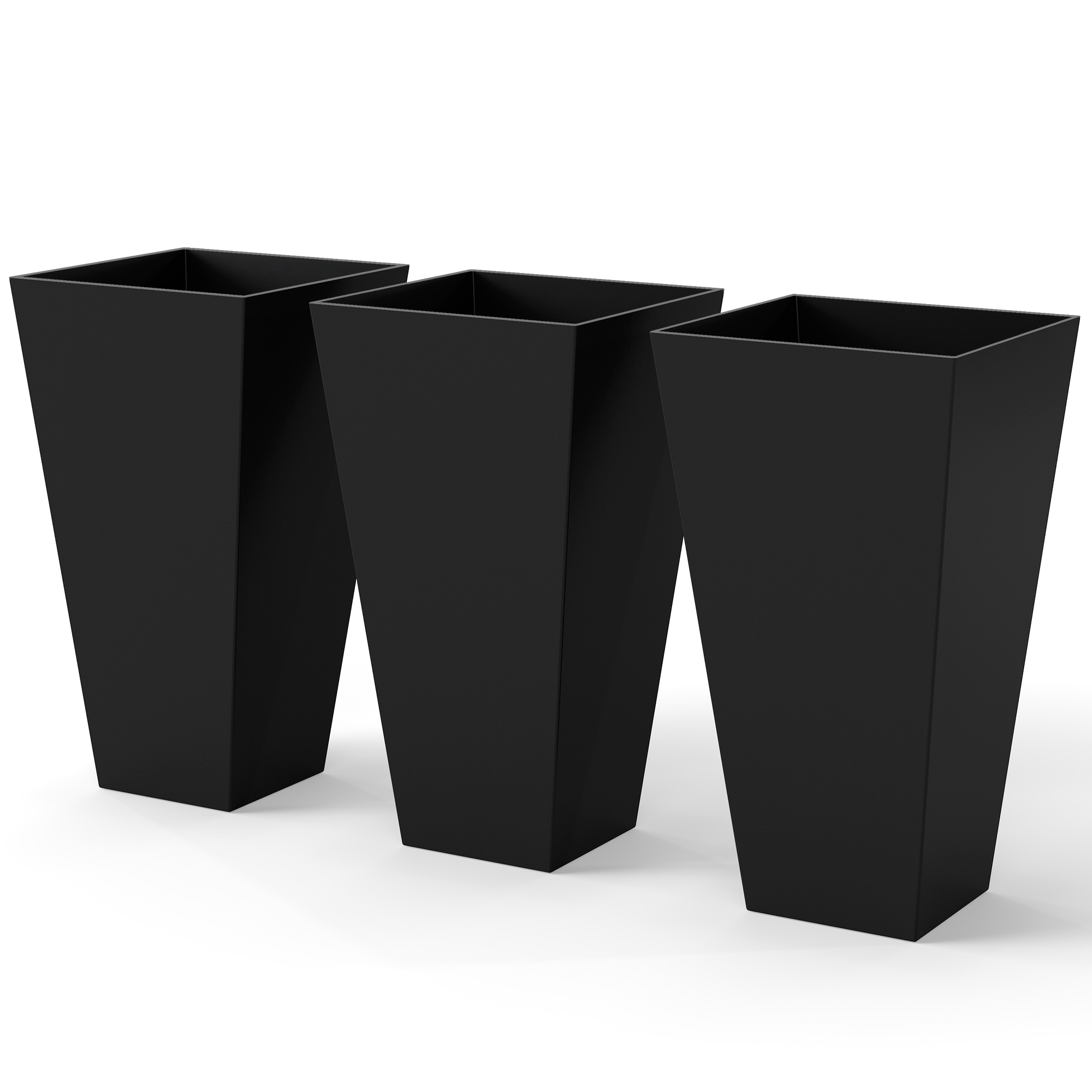 28 in Tapered Planters with Drain Plugs, Set of 3, Black, photo 5 of 5