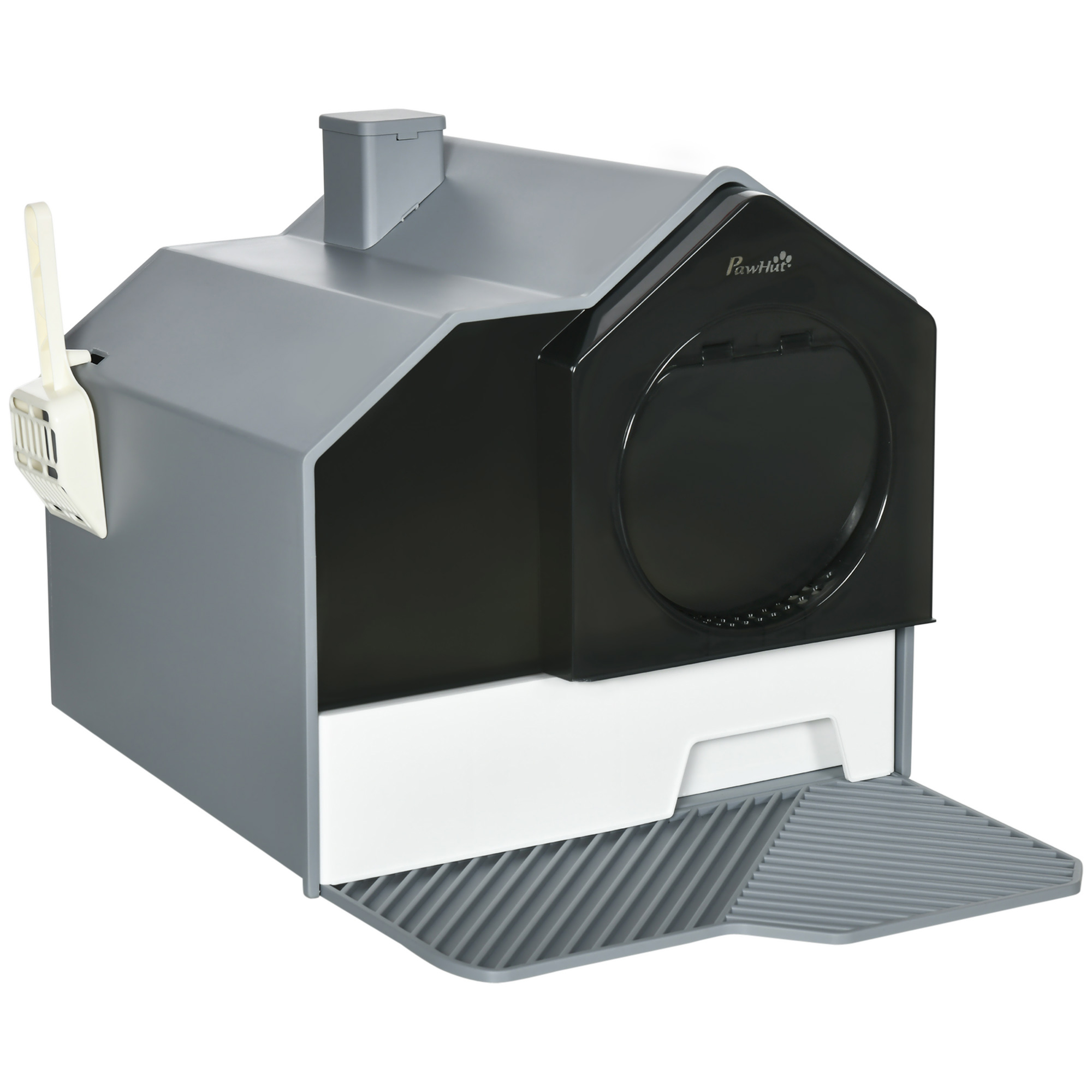 Hooded Cat Litter Box with Pull-Out Tray, Gray, photo 4 of 5