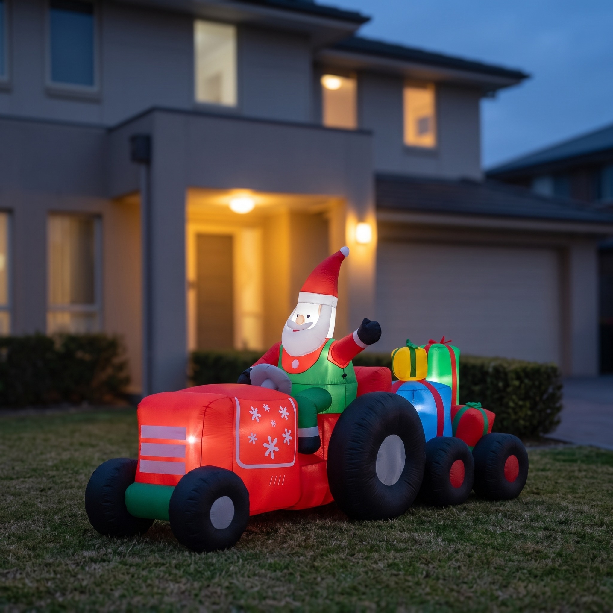 9-ft Santa Tractor Inflatable with LED Lights, photo 1 of 5