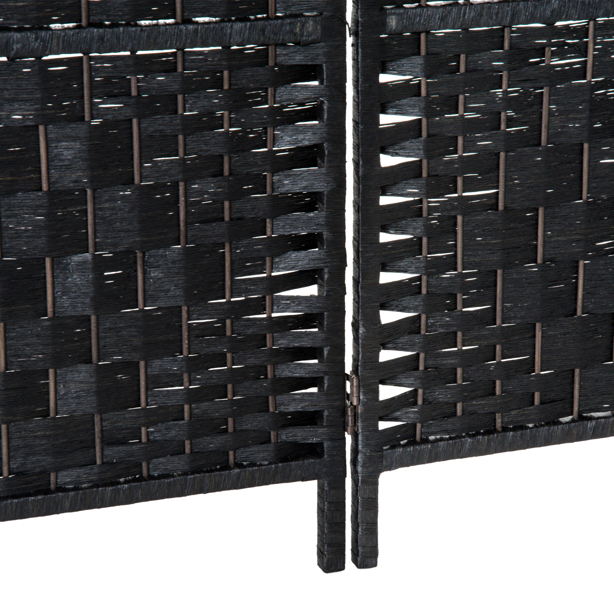 6-Panel Room Divider with Paper Rope Weave, 71 in, Black, photo 5 of 5