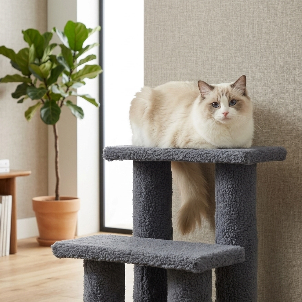 4-Step Pet Stairs with Scratching Posts, Gray, photo 5 of 5
