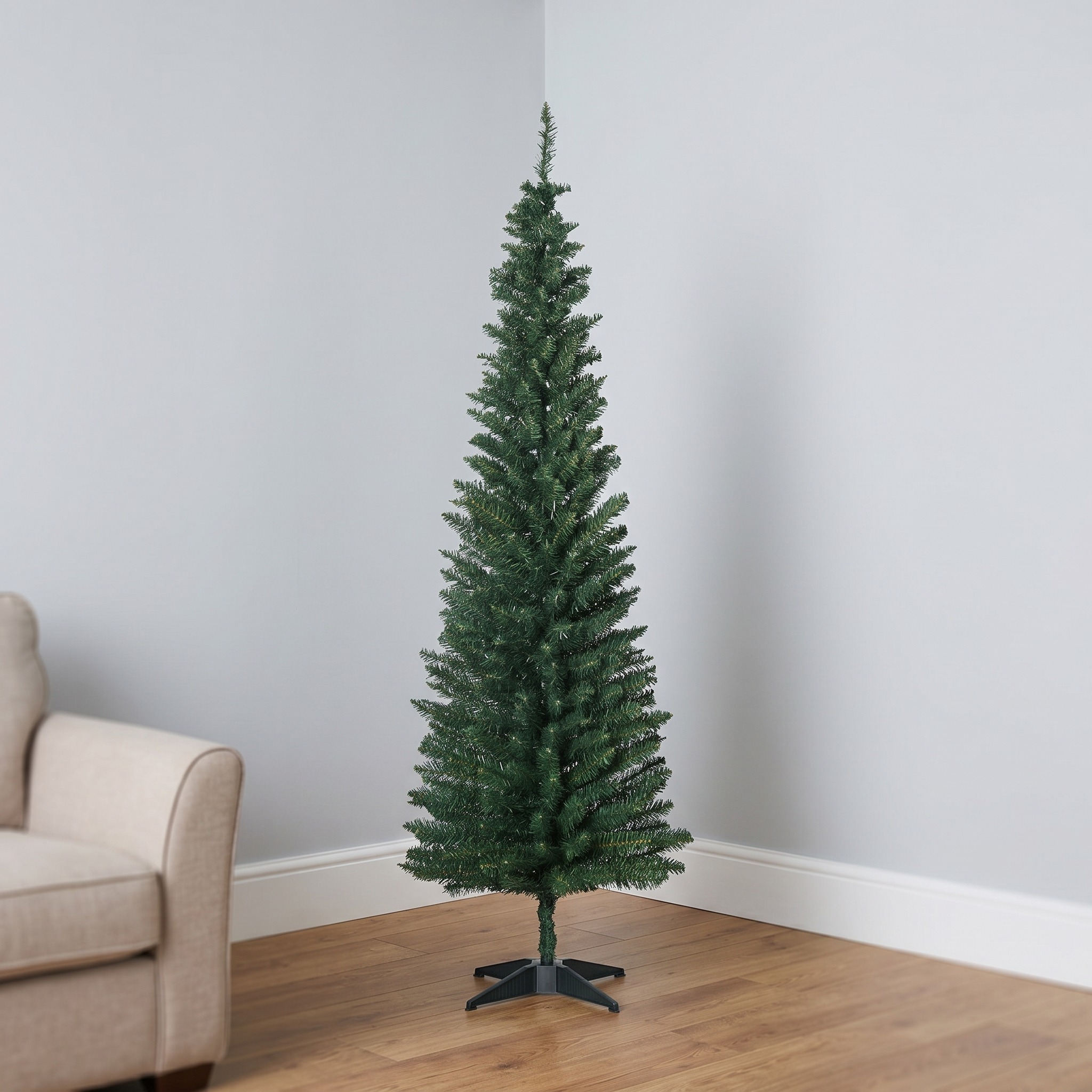 6 ft Pencil Christmas Tree with Stand, Unlit, Green, photo 1 of 5