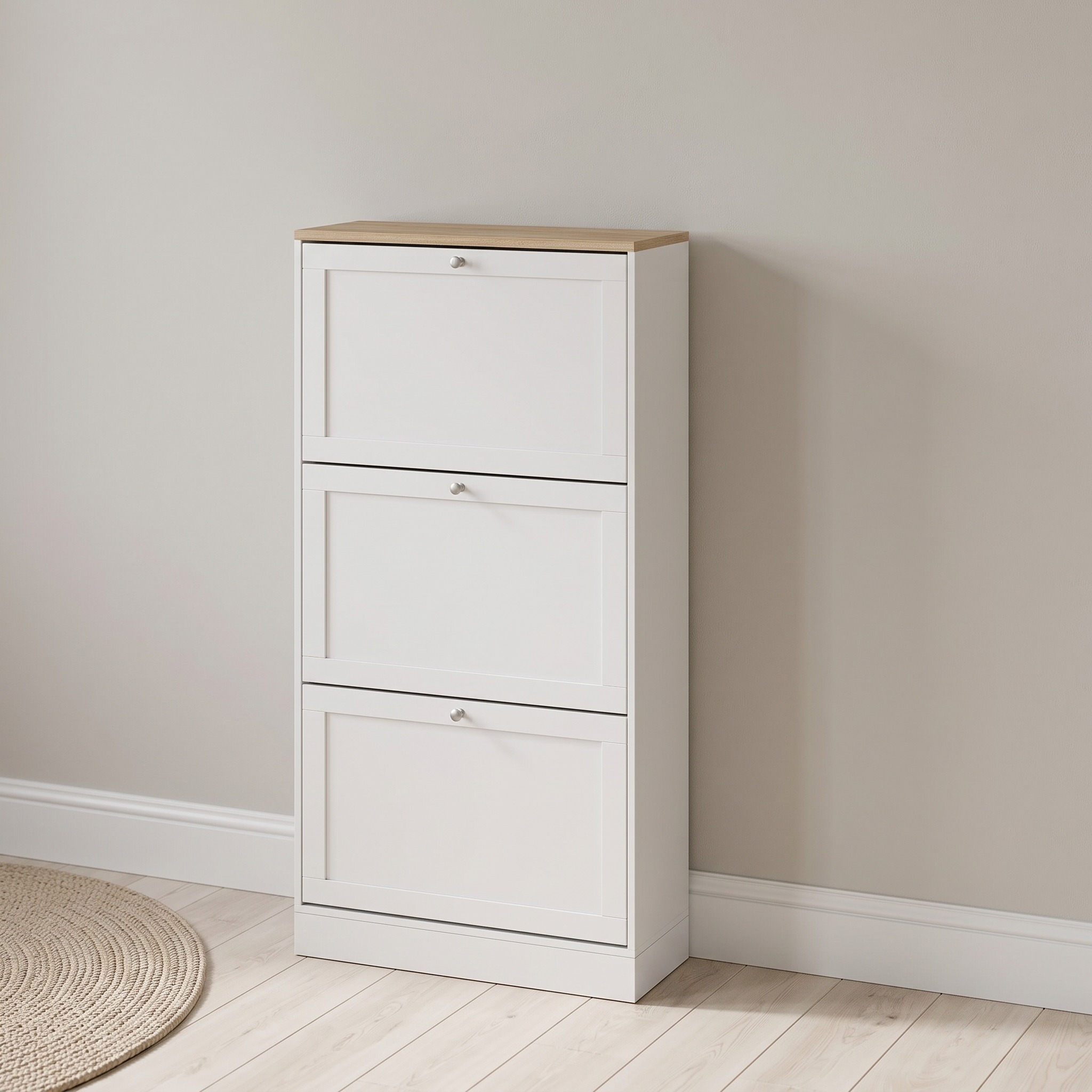 Shoe Cabinet with 3 Flip Drawers, White, photo 2 of 5