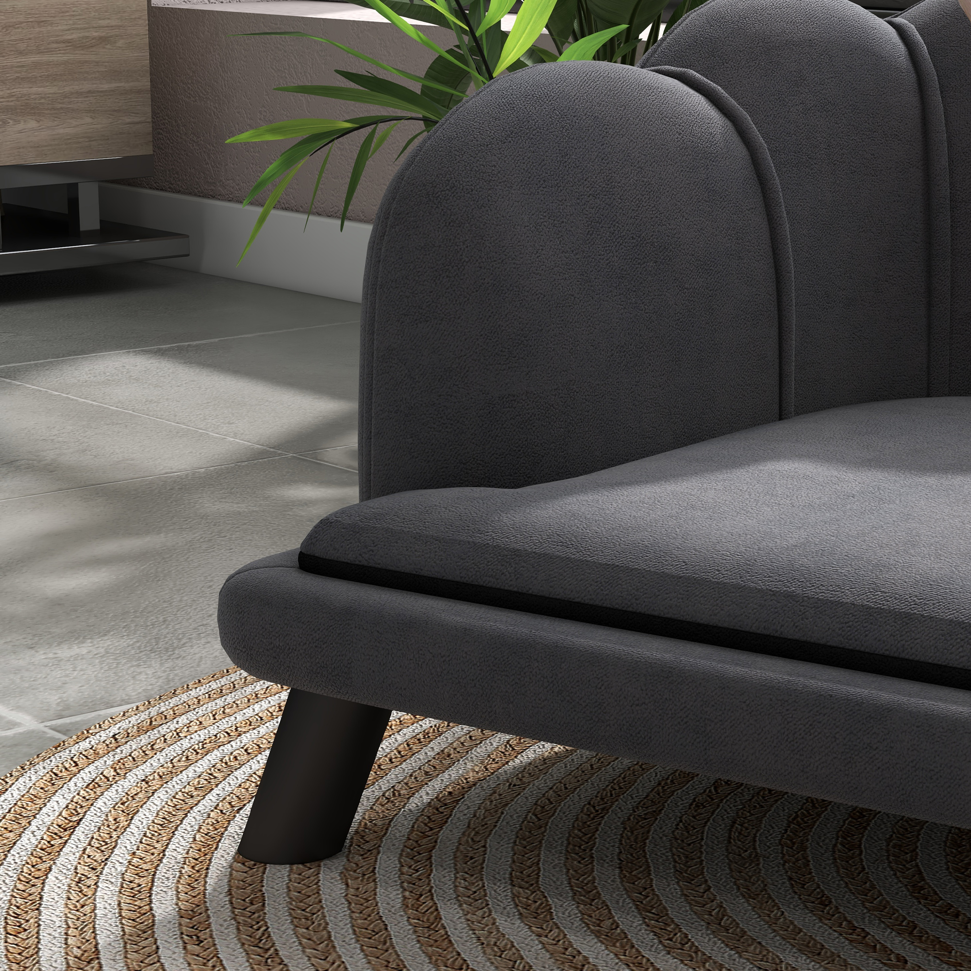39 in Pet Sofa with Scalloped Back, Charcoal Gray, photo 5 of 5