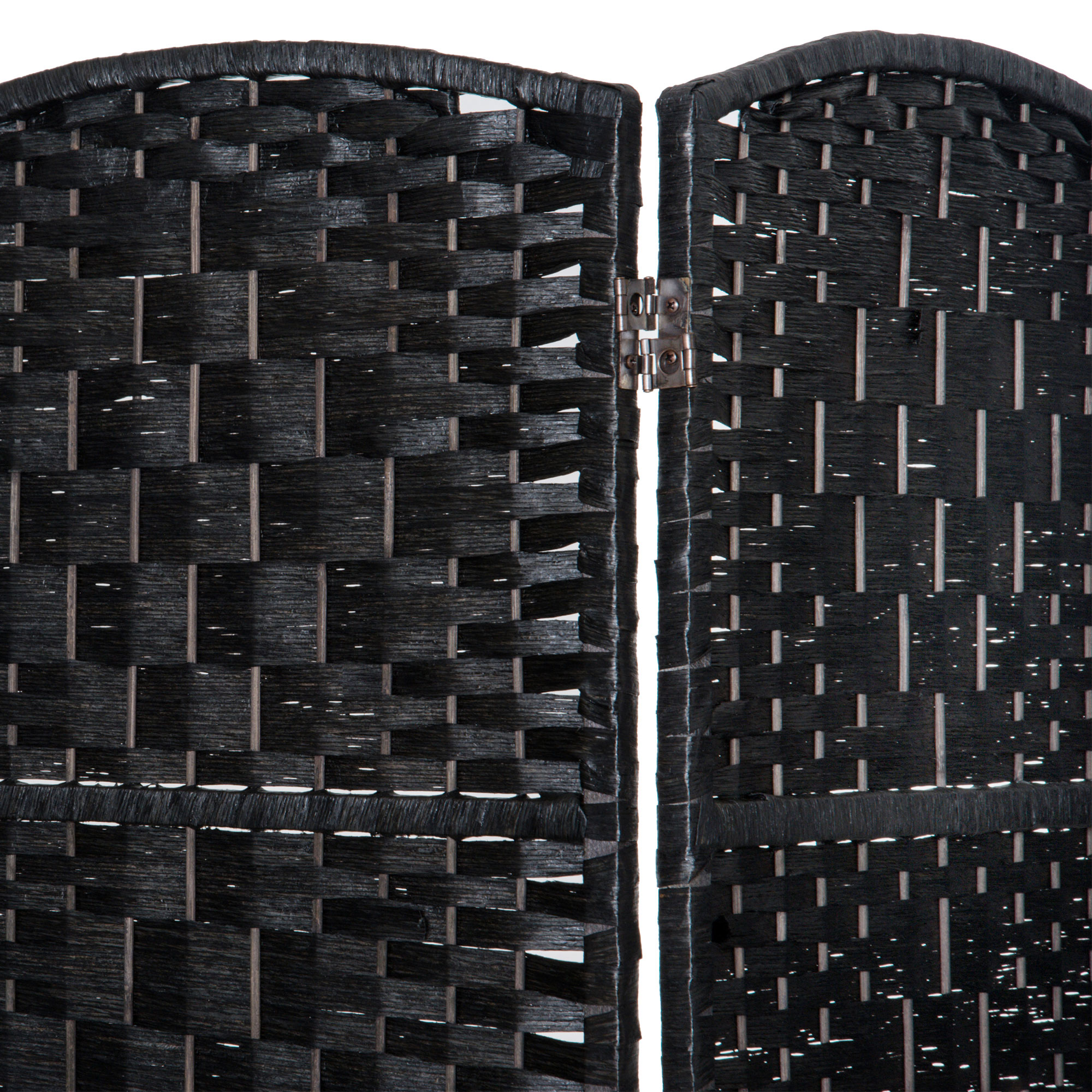 6-Panel Room Divider with Paper Rope Weave, 71 in, Black, photo 4 of 5