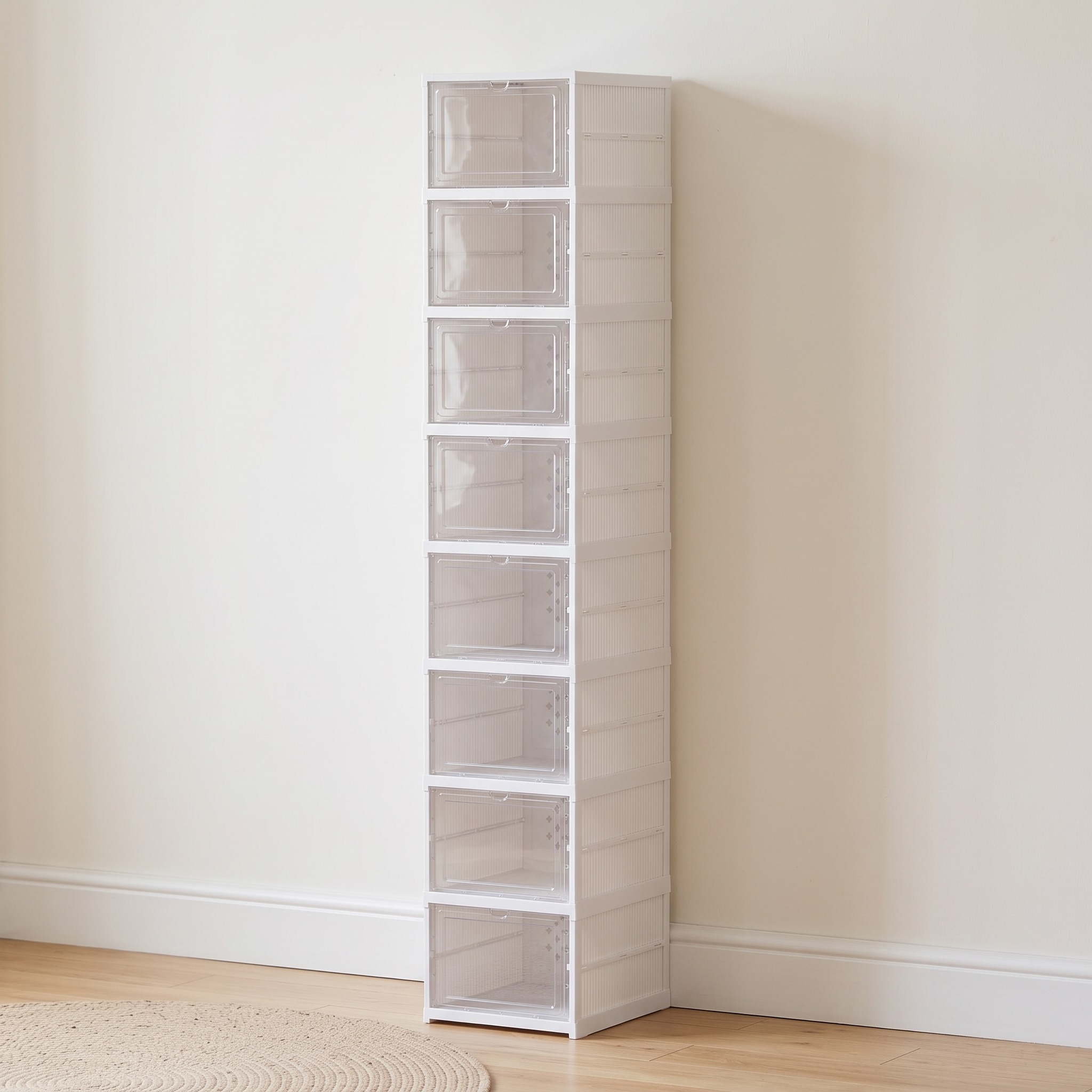 8-Tier Shoe Boxes with Clear Doors, White, photo 1 of 5