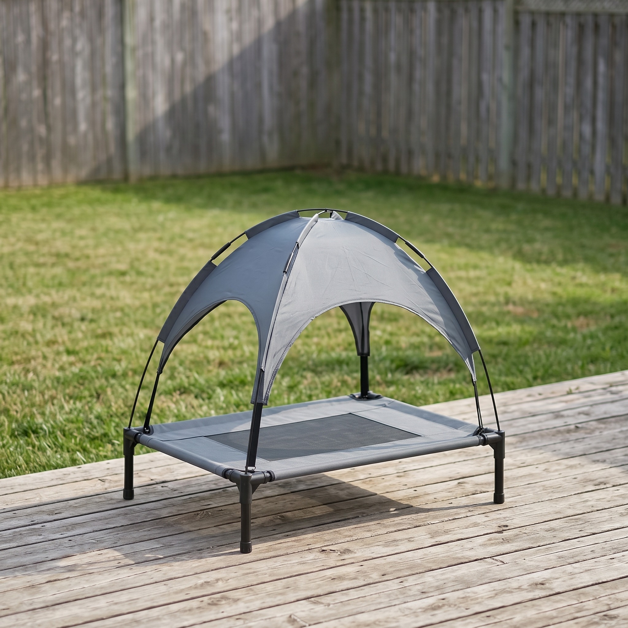 Elevated Dog Cot with Removable Canopy, Gray, photo 1 of 5