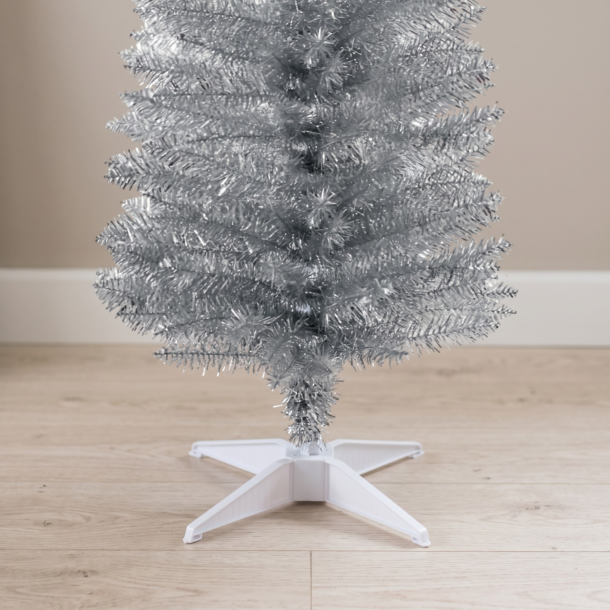 6 ft Christmas Tree with Slim Profile, Unlit, Silver, photo 3 of 5