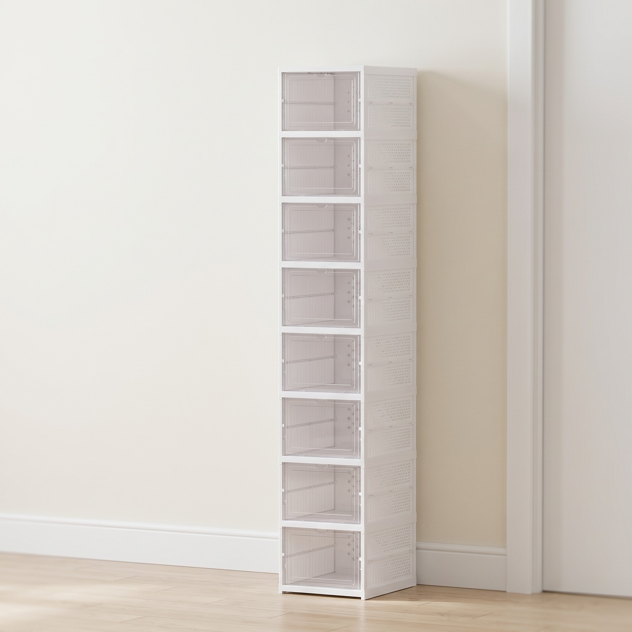 8-Tier Shoe Boxes with Clear Doors, White, photo 4 of 5