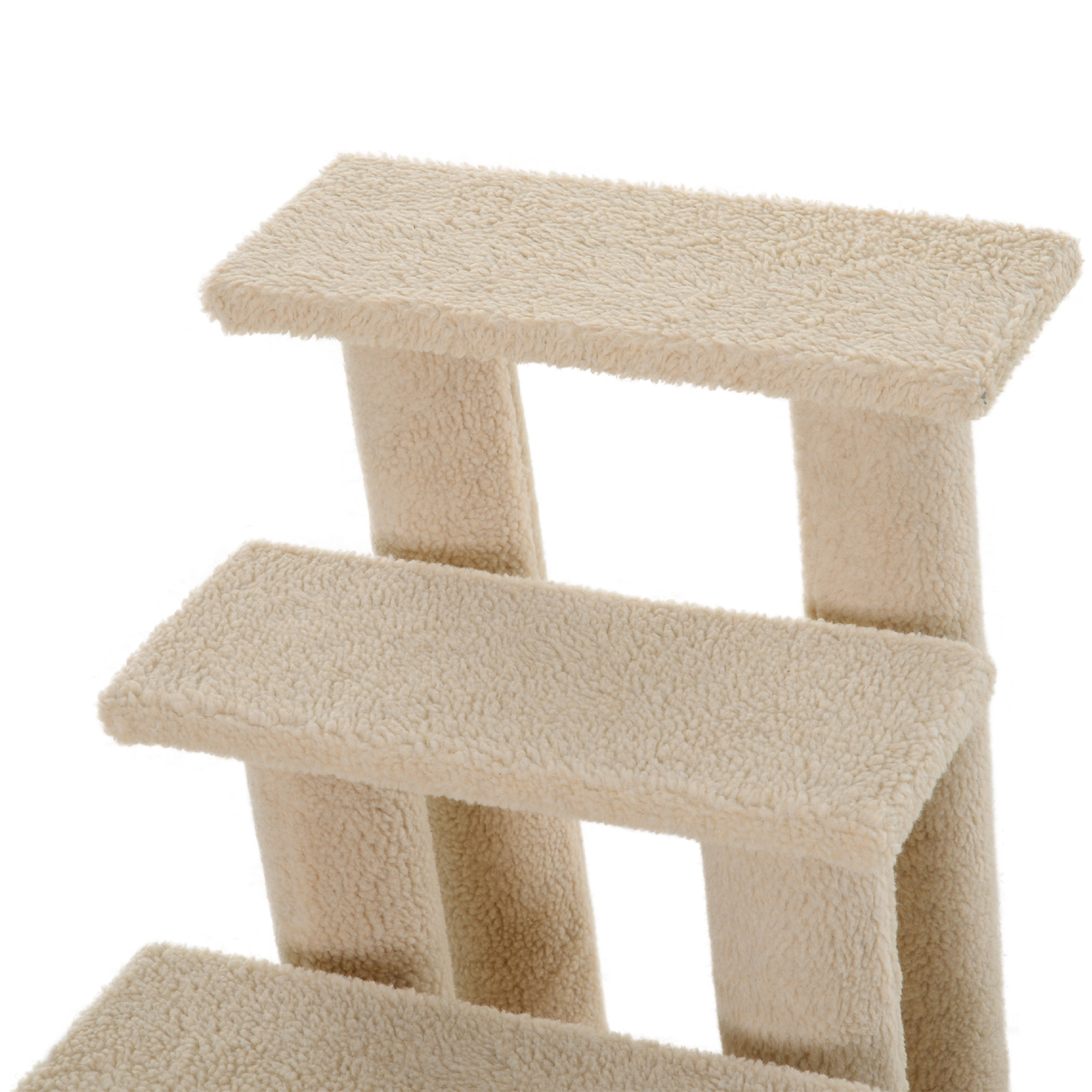 4-Step Pet Stairs with Scratching Posts, Cream White, photo 4 of 5