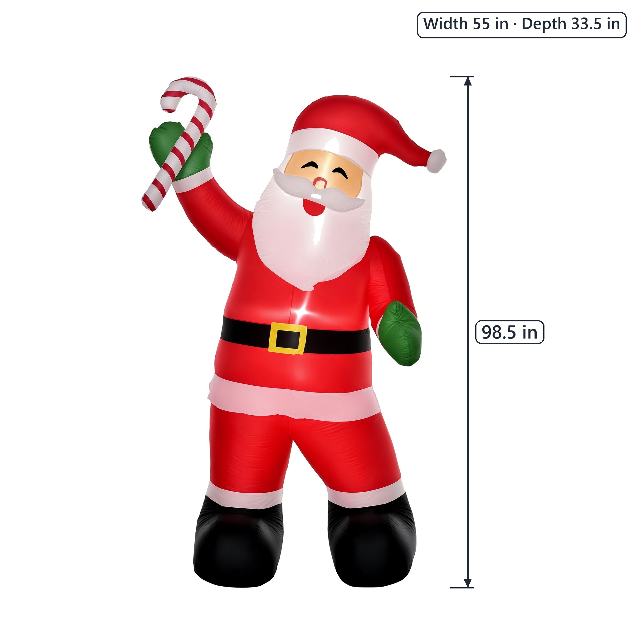 8 ft Santa Inflatable with Candy Cane, Red, photo 2 of 5