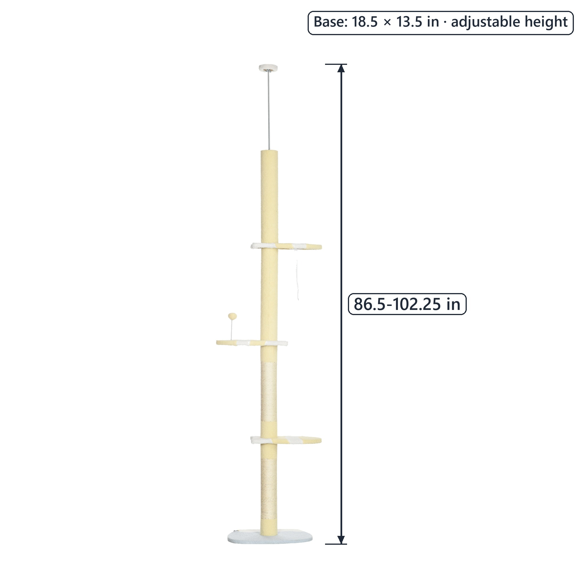 Floor-to-Ceiling Cat Tree with 3 Perches, Yellow, photo 2 of 5
