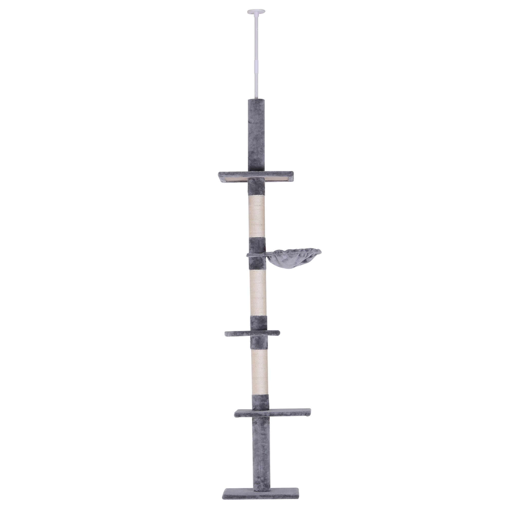 5-Level Ceiling Cat Tree with Hammock, Gray, photo 3 of 5
