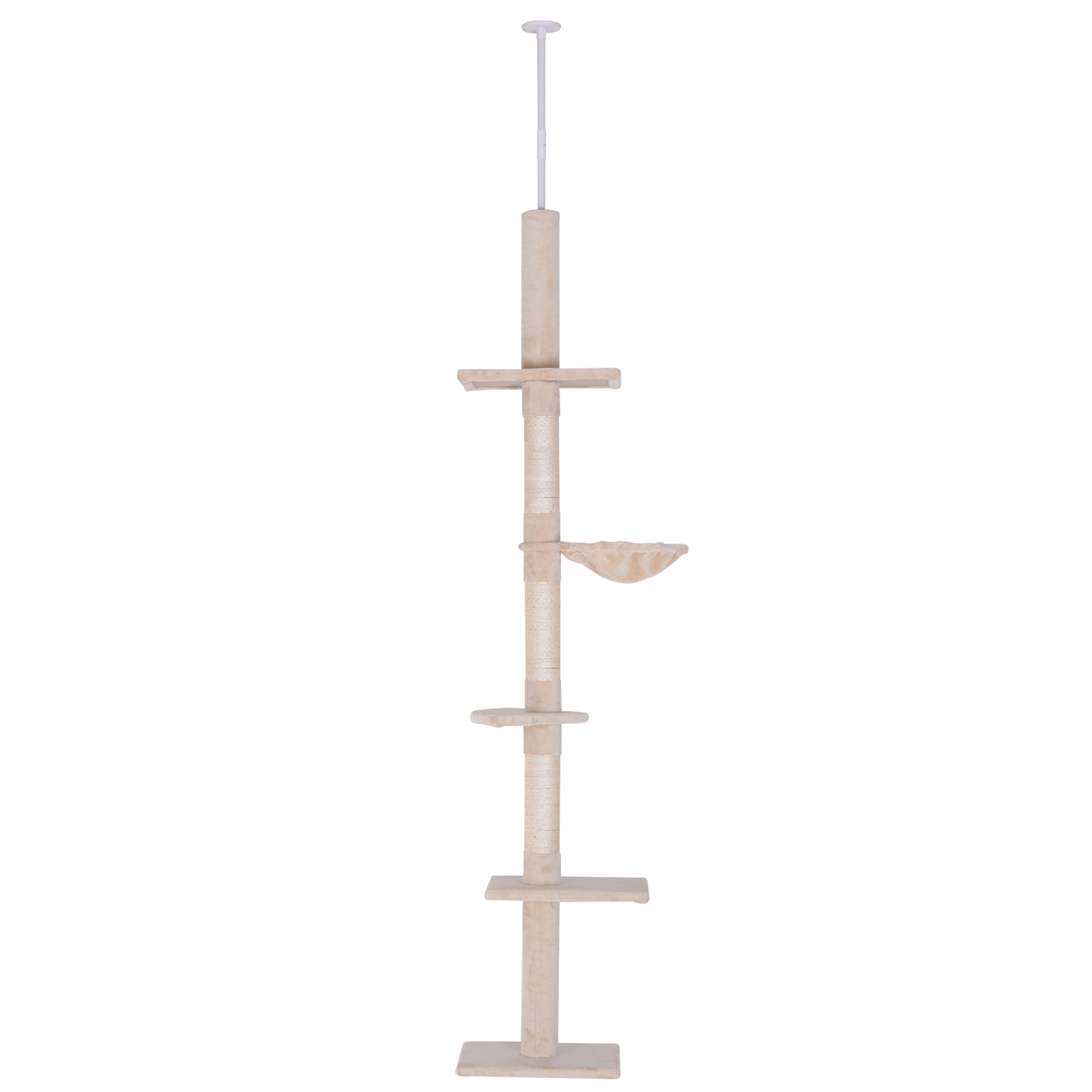 5-Level Ceiling Cat Tree with Hammock, Beige, photo 3 of 5