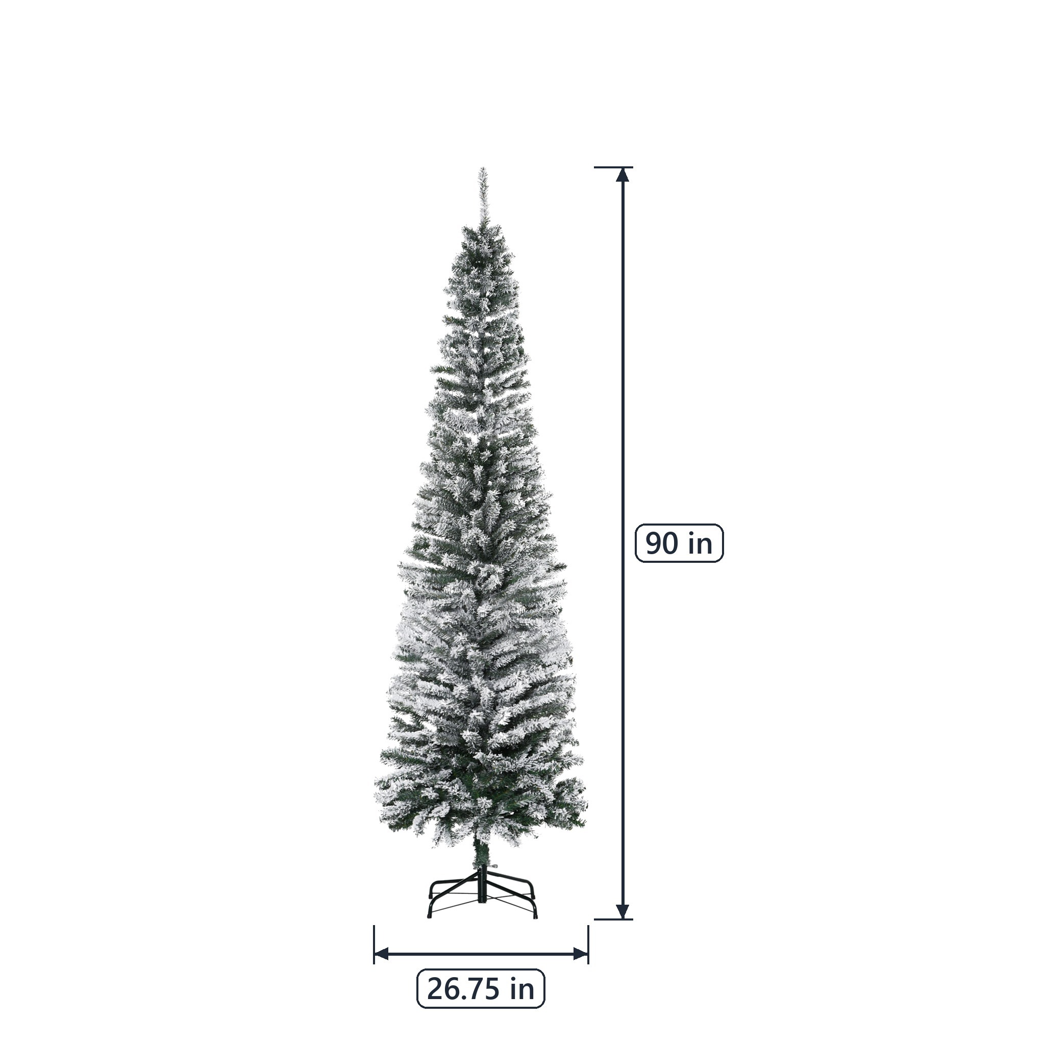 Pencil Christmas Tree with Snow Flocking, 90 in, Green, photo 2 of 5