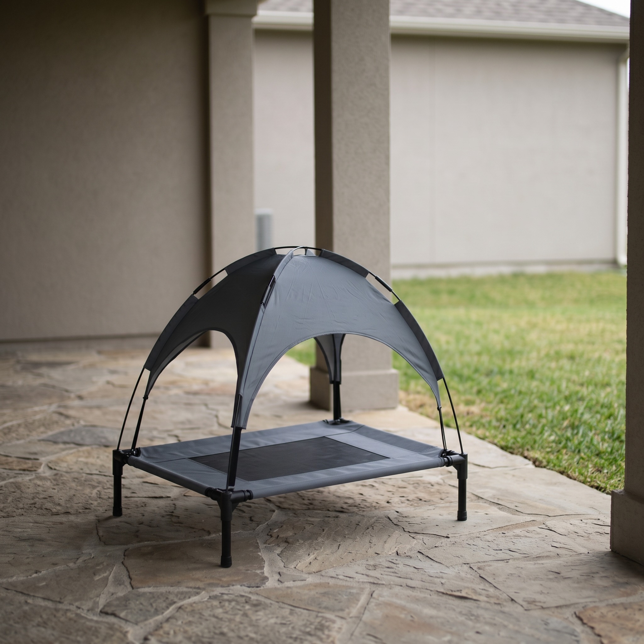 Elevated Dog Cot with Removable Canopy, Gray, photo 2 of 5