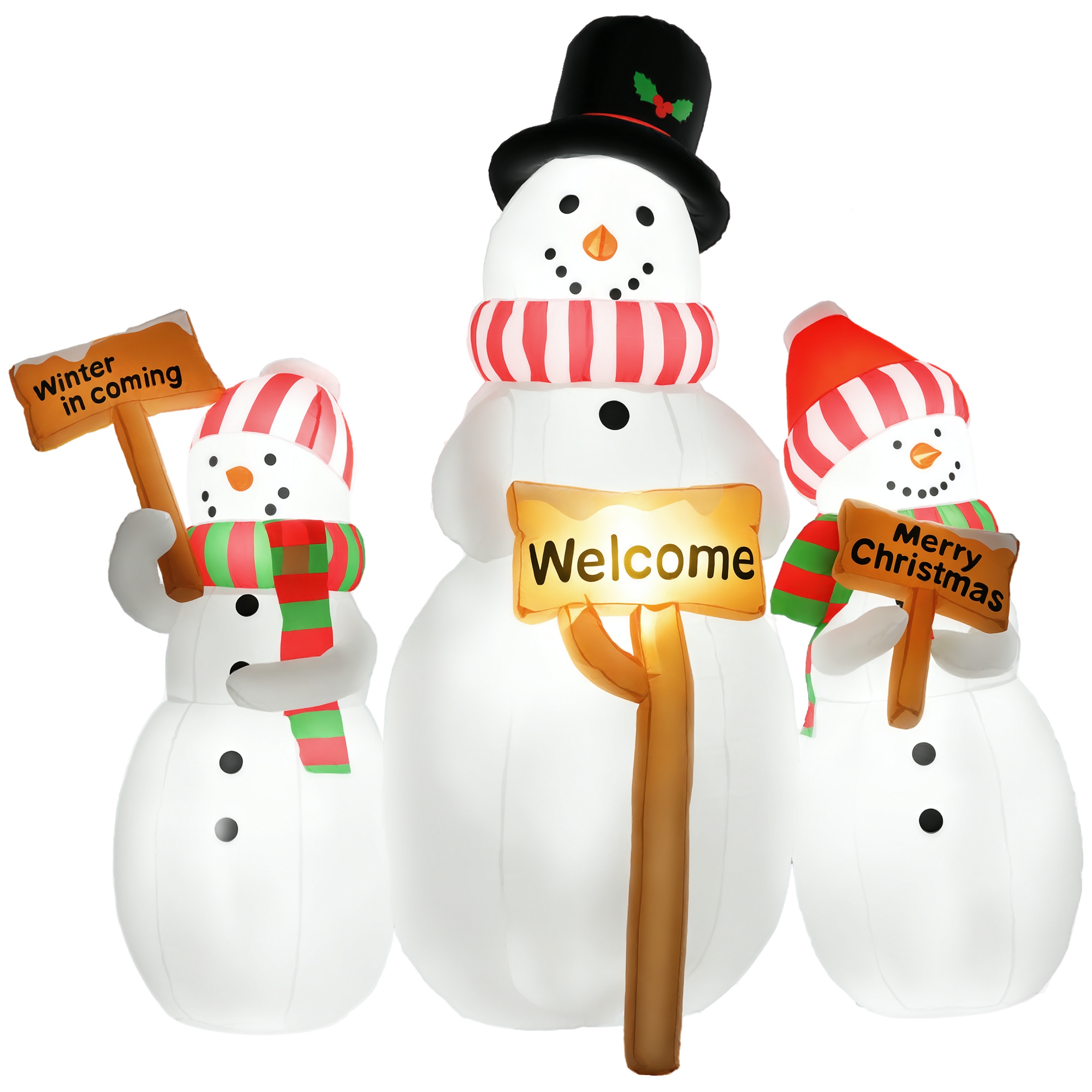 Three-Snowman Christmas Inflatable with LED Lights, White, photo 5 of 5