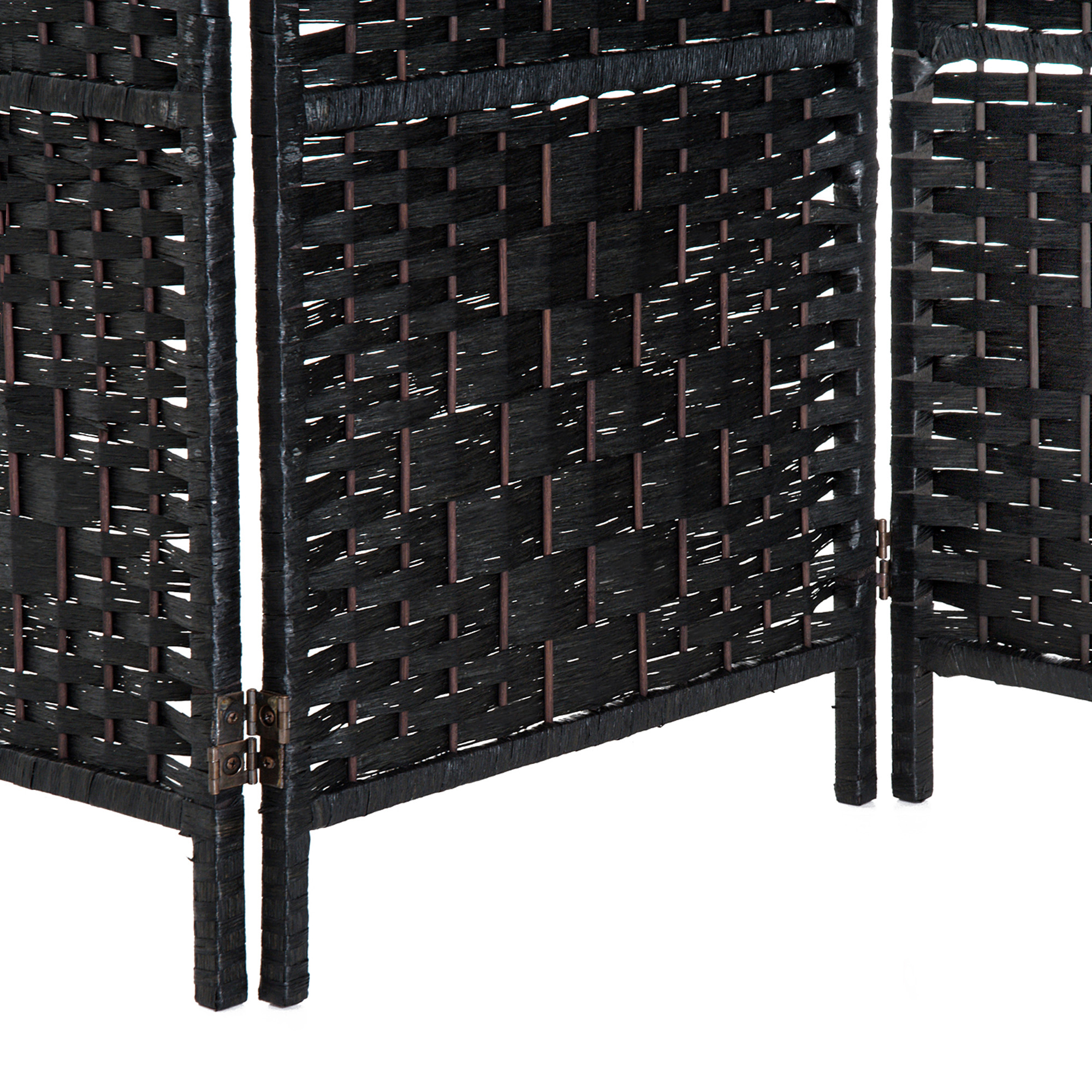 3-Panel Room Divider with Folding Hinges, Black, photo 4 of 5