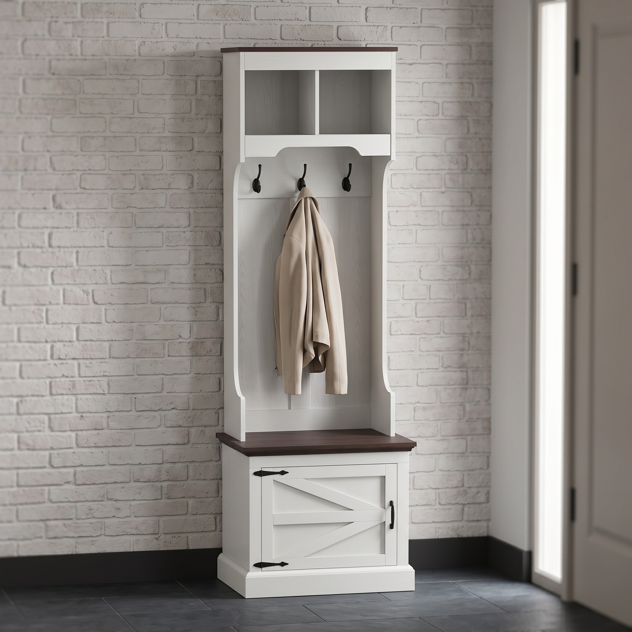 Hall Tree with Bench and Enclosed Shoe Storage, photo 1 of 7