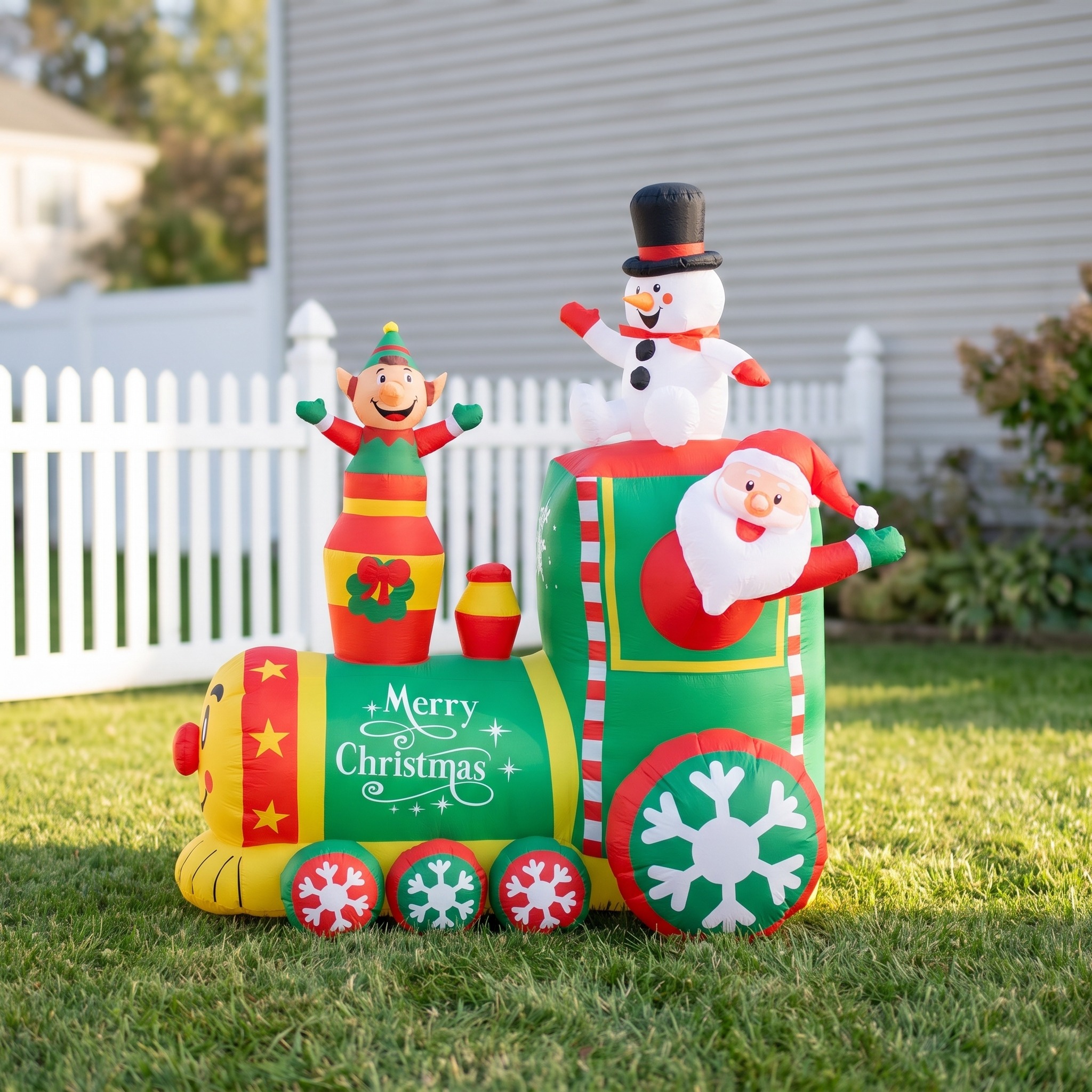 6 ft Inflatable Train with White LED Lights, Green, photo 2 of 5