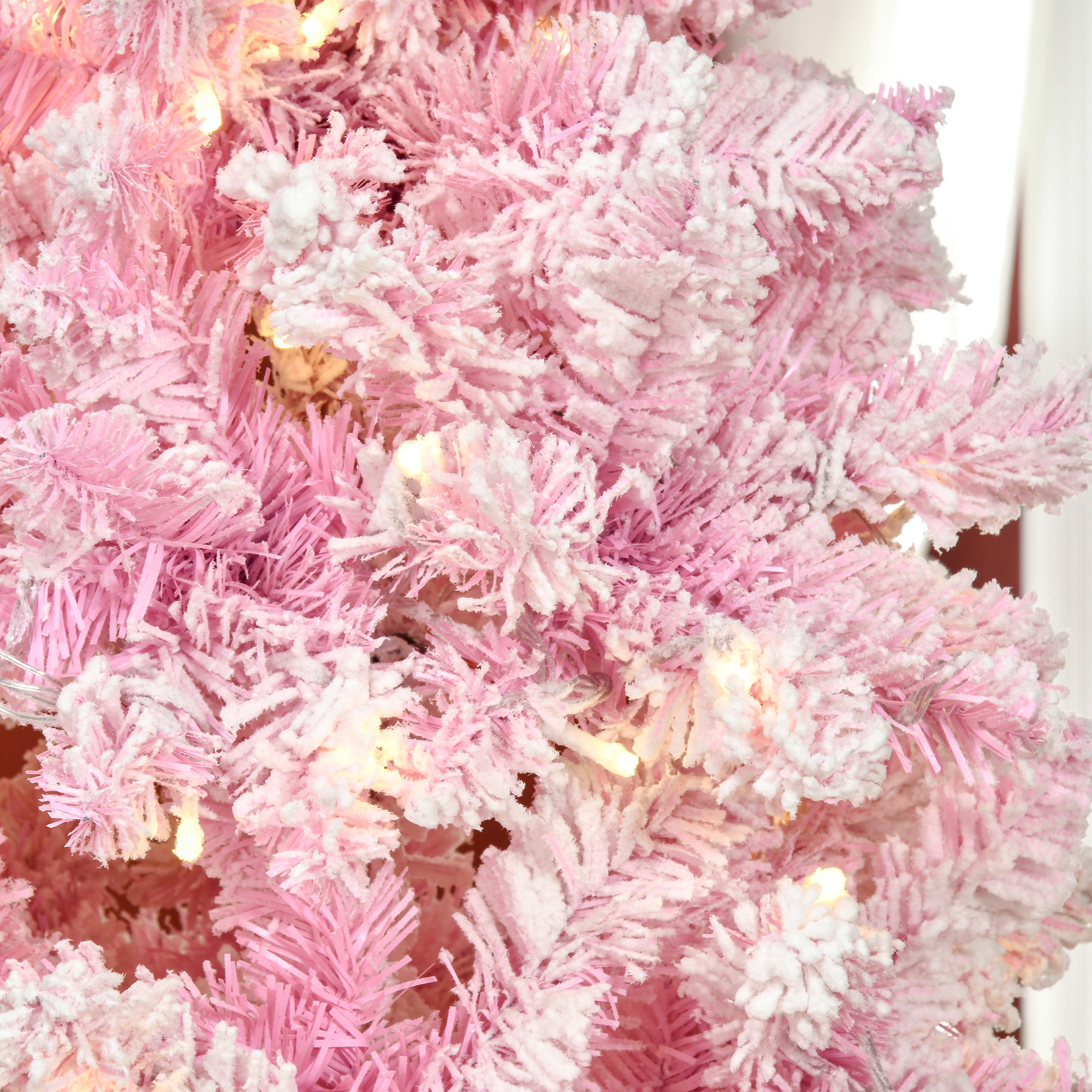 90 in Pencil Christmas Tree with 350 LEDs, Flocked, Pink, photo 5 of 5