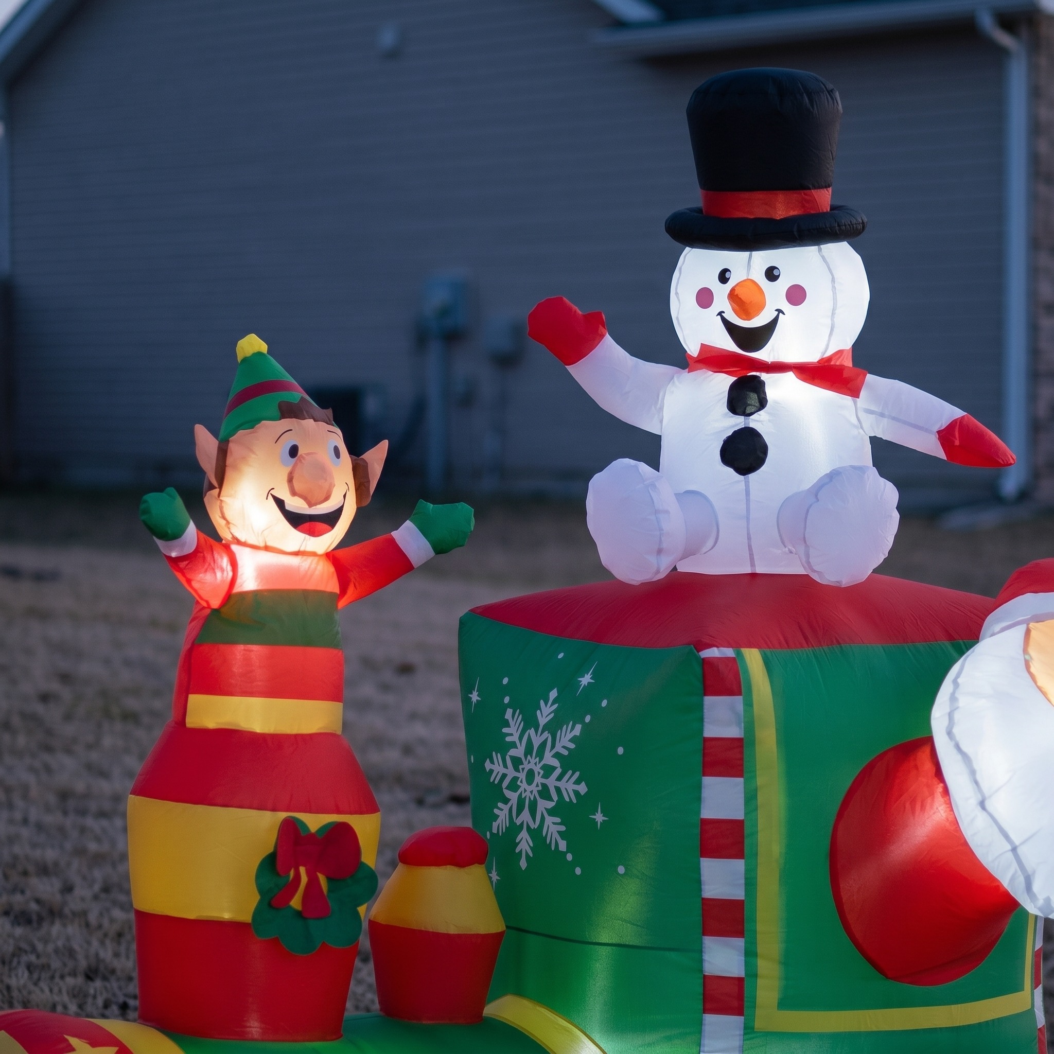 6 ft Inflatable Train with White LED Lights, Green, photo 3 of 5