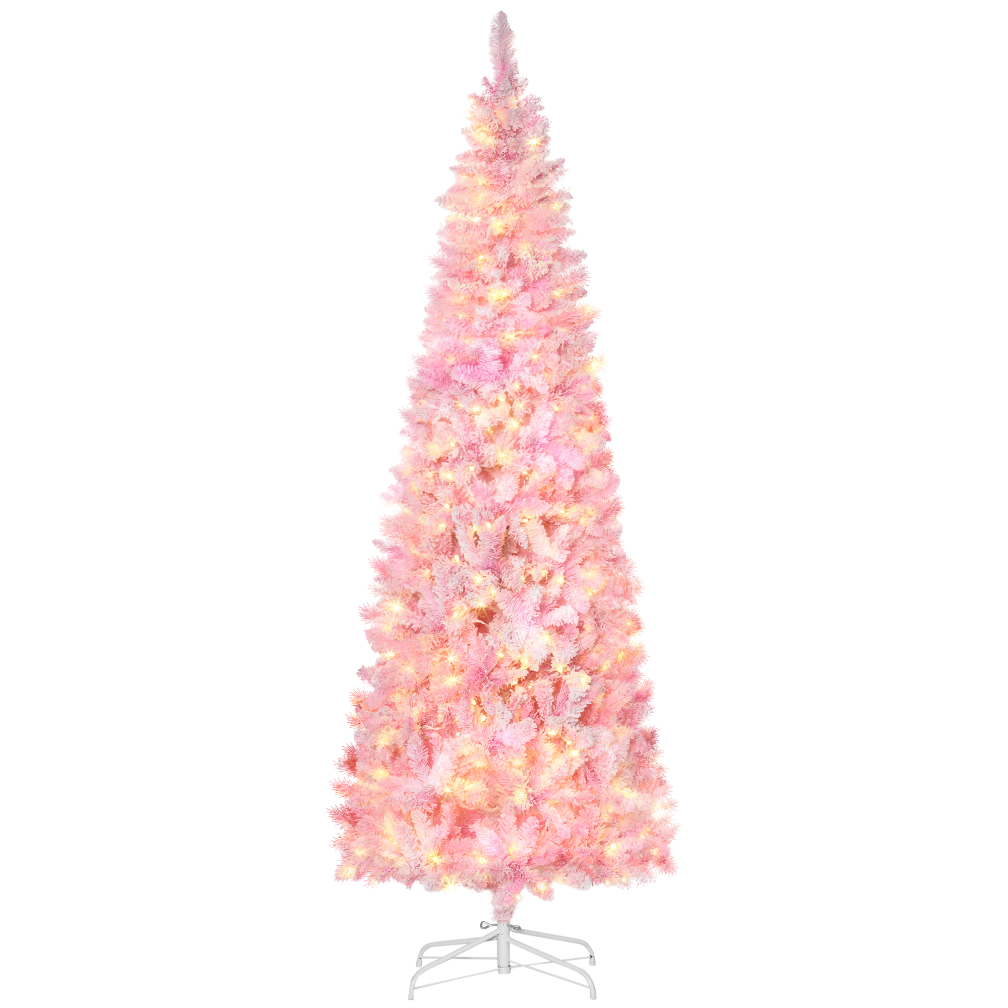 90 in Pencil Christmas Tree with 350 LEDs, Flocked, Pink, photo 3 of 5
