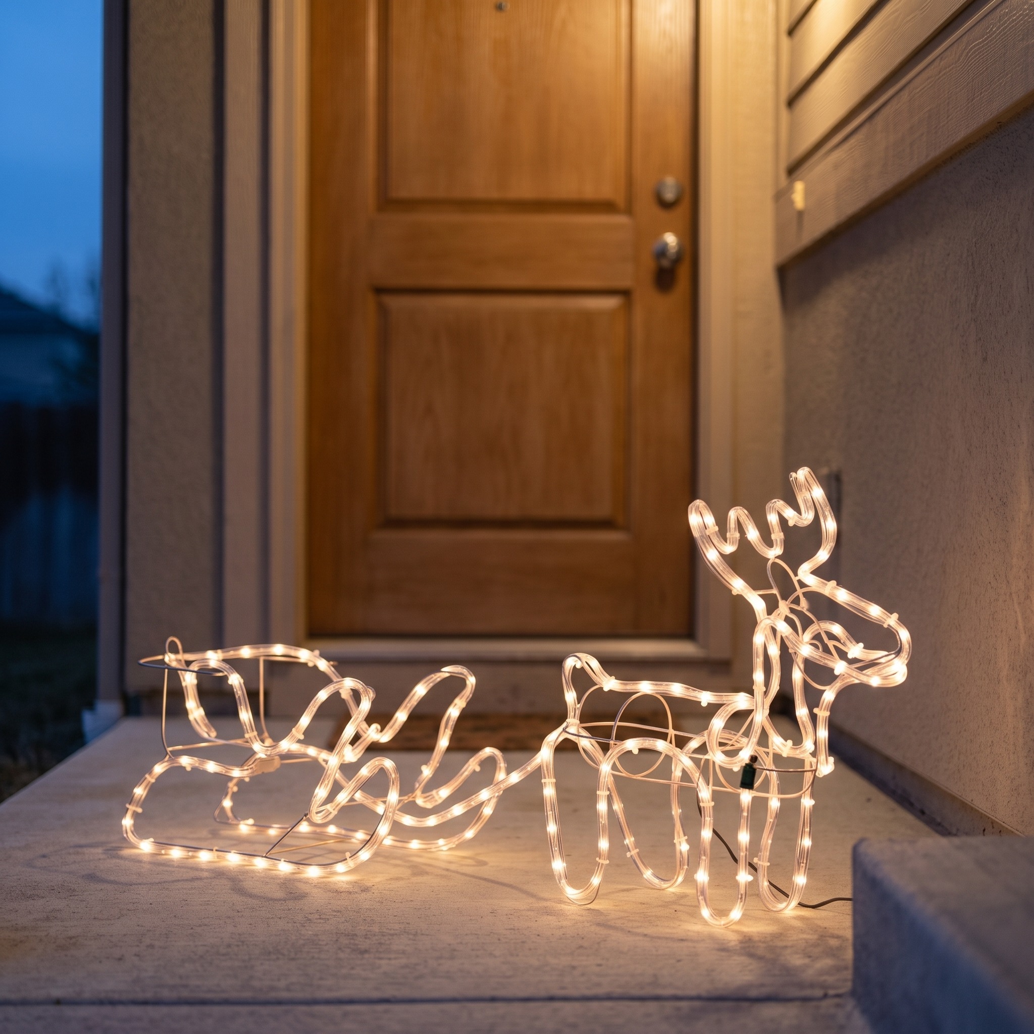 Reindeer and Sleigh Decoration with 192 LEDs, Warm White, photo 1 of 5