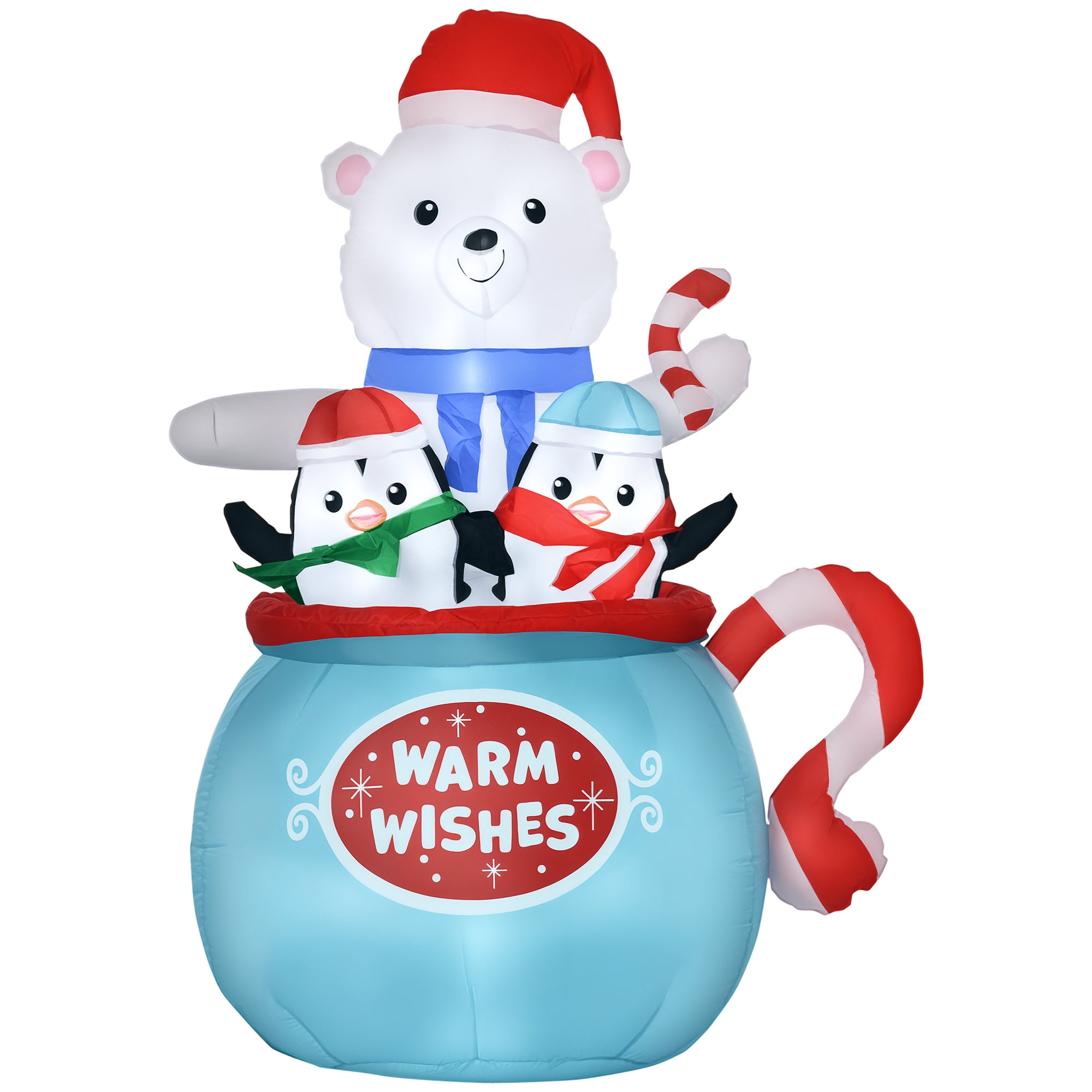 5 ft Christmas Inflatable with Polar Bear and Penguins, Blue, photo 5 of 5