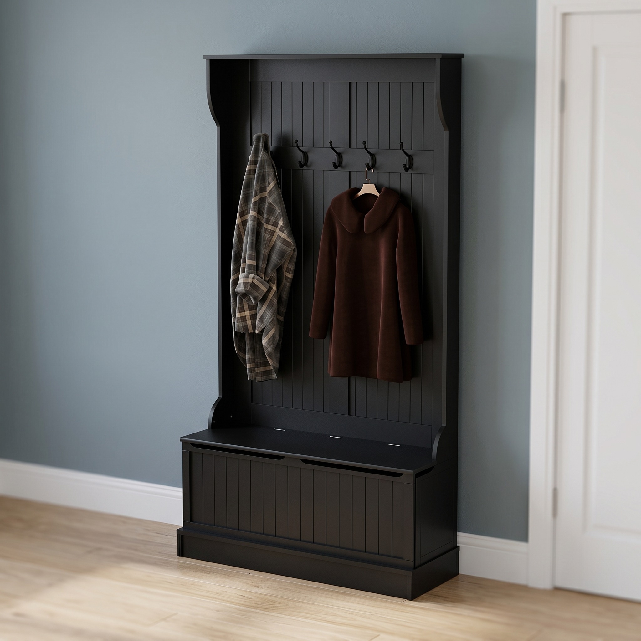 Hall Tree with Lift-Top Storage Bench and 5 Double Hooks, photo 1 of 5