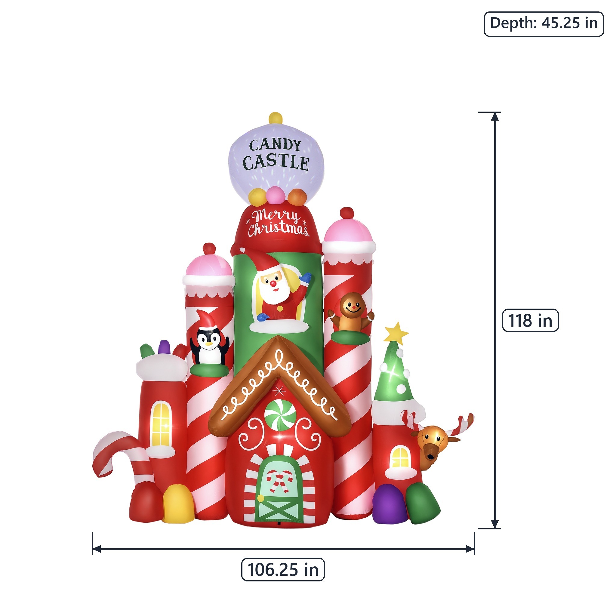 Christmas Inflatable Castle with Rotating Light, 10 ft, Red, photo 2 of 5